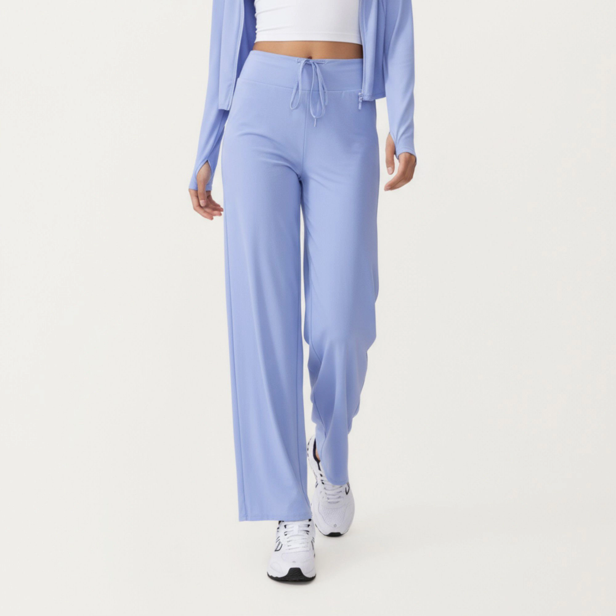 Anna-Kaci Women's High-Waist Wide-Leg Sweatpants with Drawstring Waistband