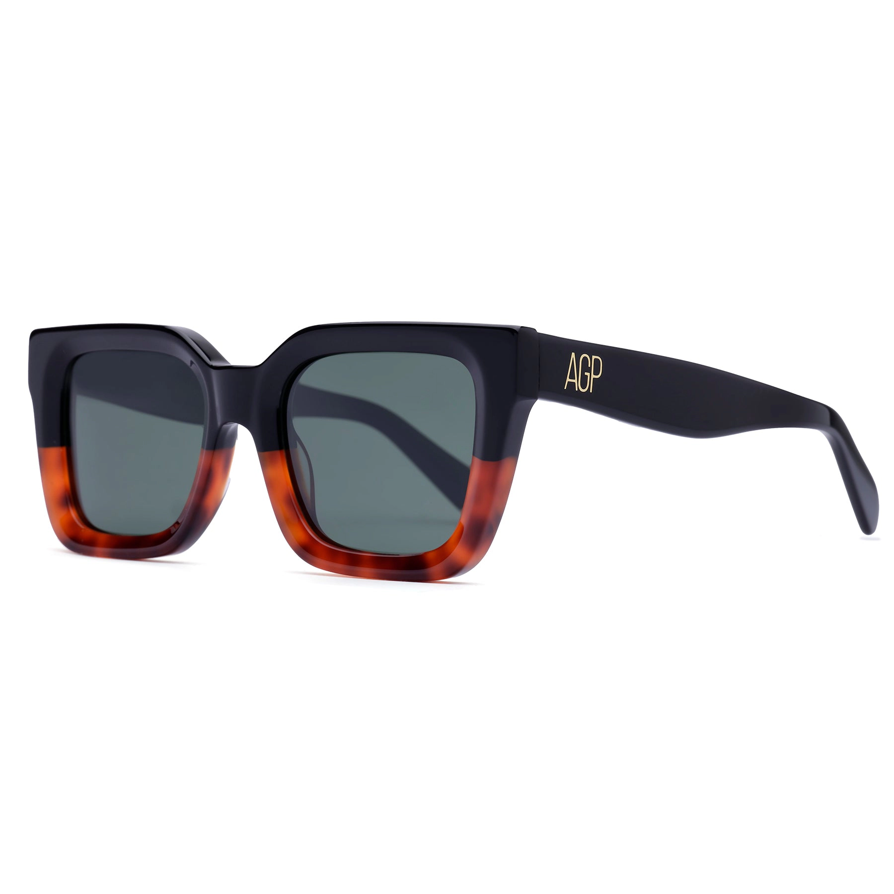 AGP PARIS Women's Two-Tone Geometric Edge Acetate Polarized Lens UV400 Sunglasses