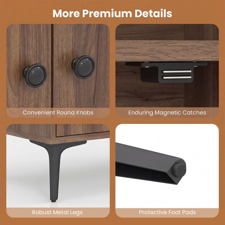 Hivvago Bookshelf with 3 Doors and 2 Anti-Tipping Kits for Home Office