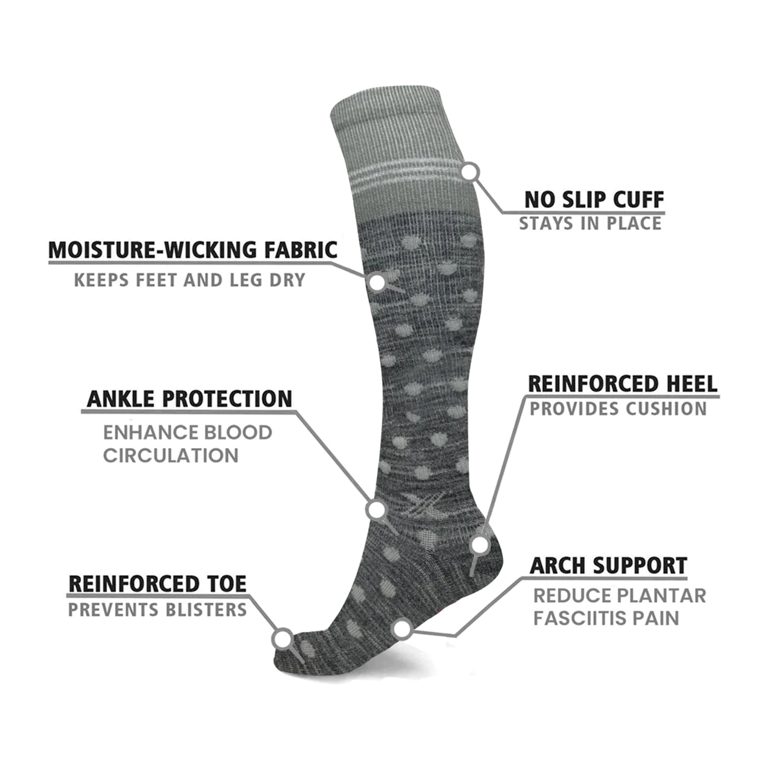 Extreme Fit Merino Wool Compression Boot Socks - Winter, Hiking, Skiing 3 Pack