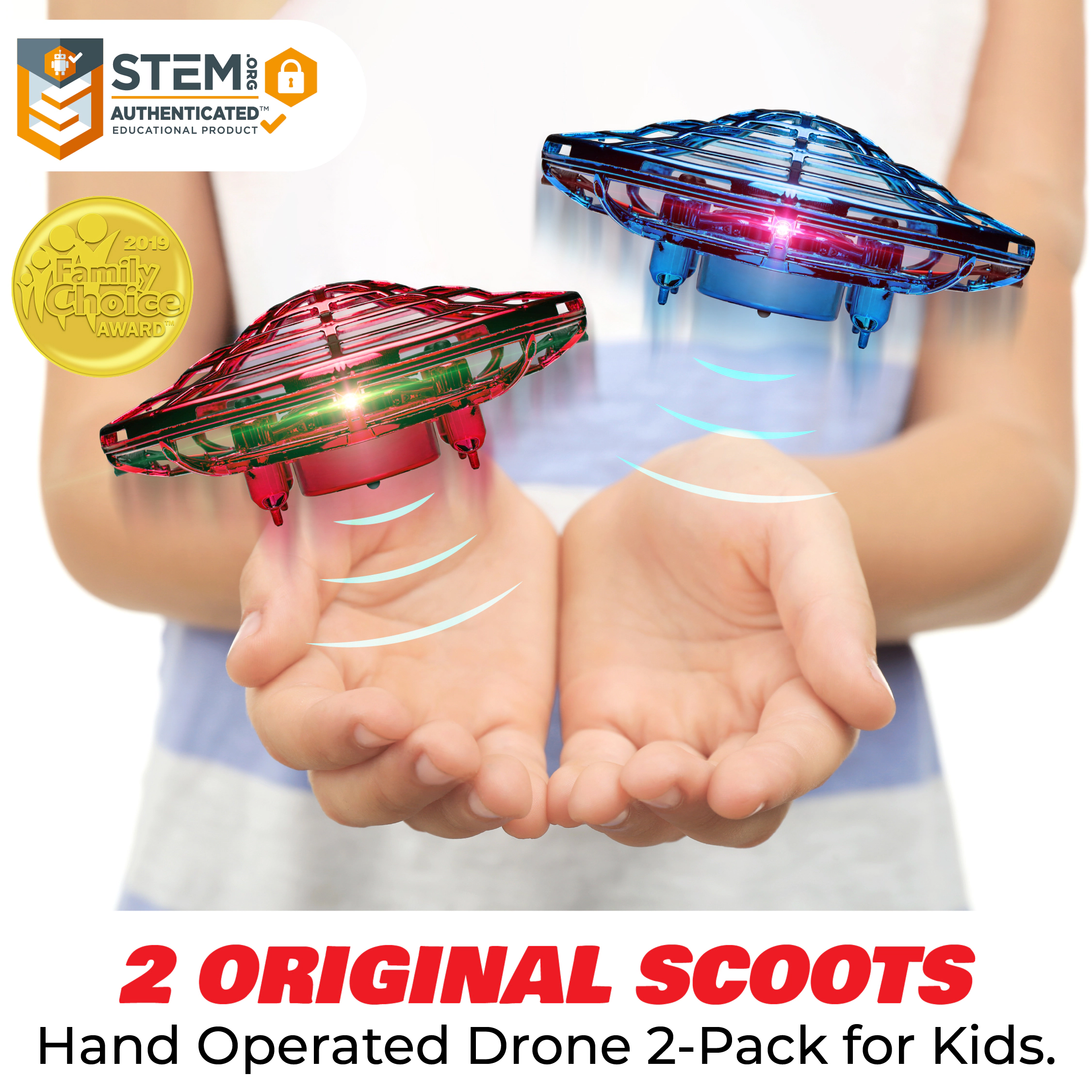 Force1 Scoot Duo Hand Operated Drone for Kids or Adults - 2pk