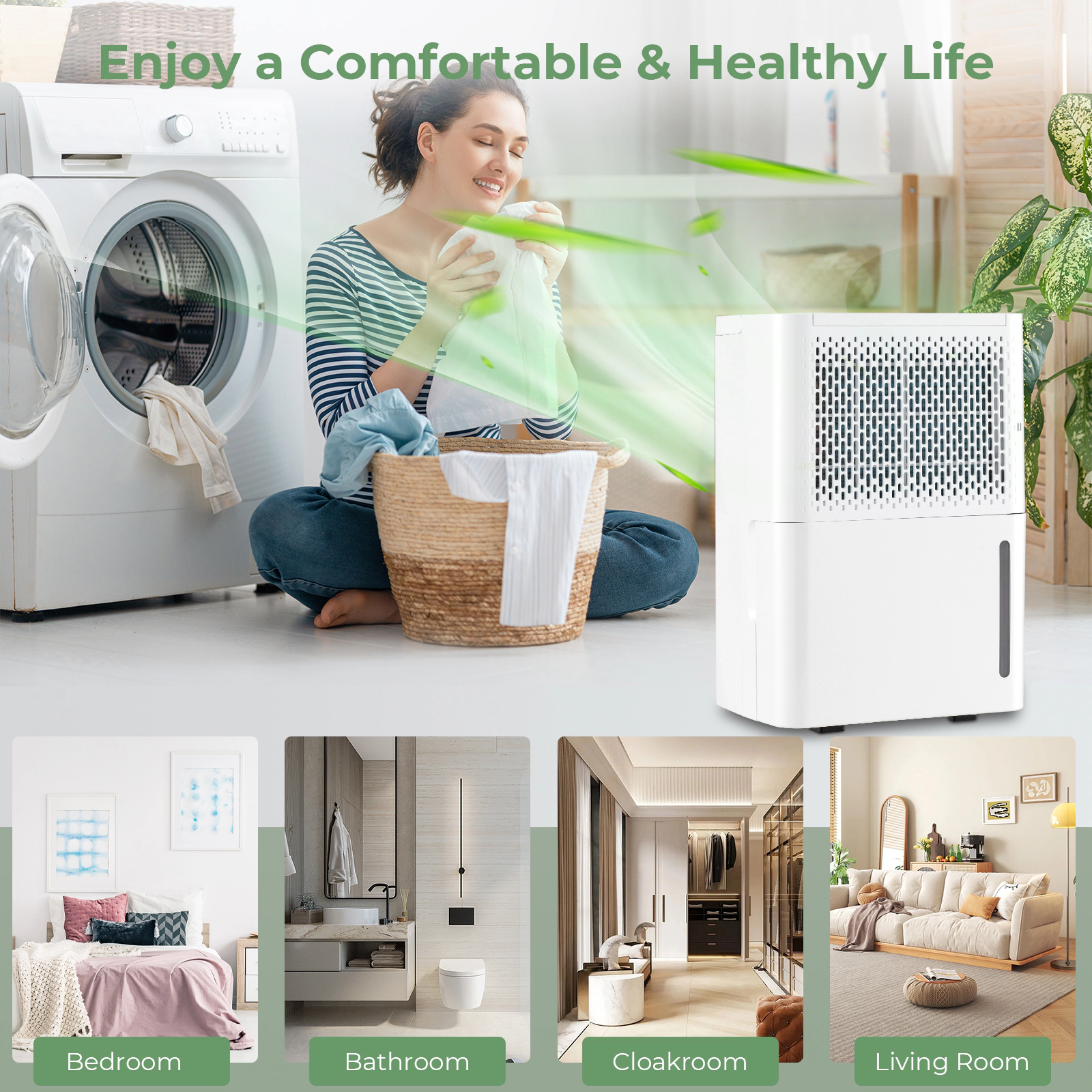 SlickBlue Home Dehumidifier with 32 Pint Capacity, Digital Display and Auto Defrost