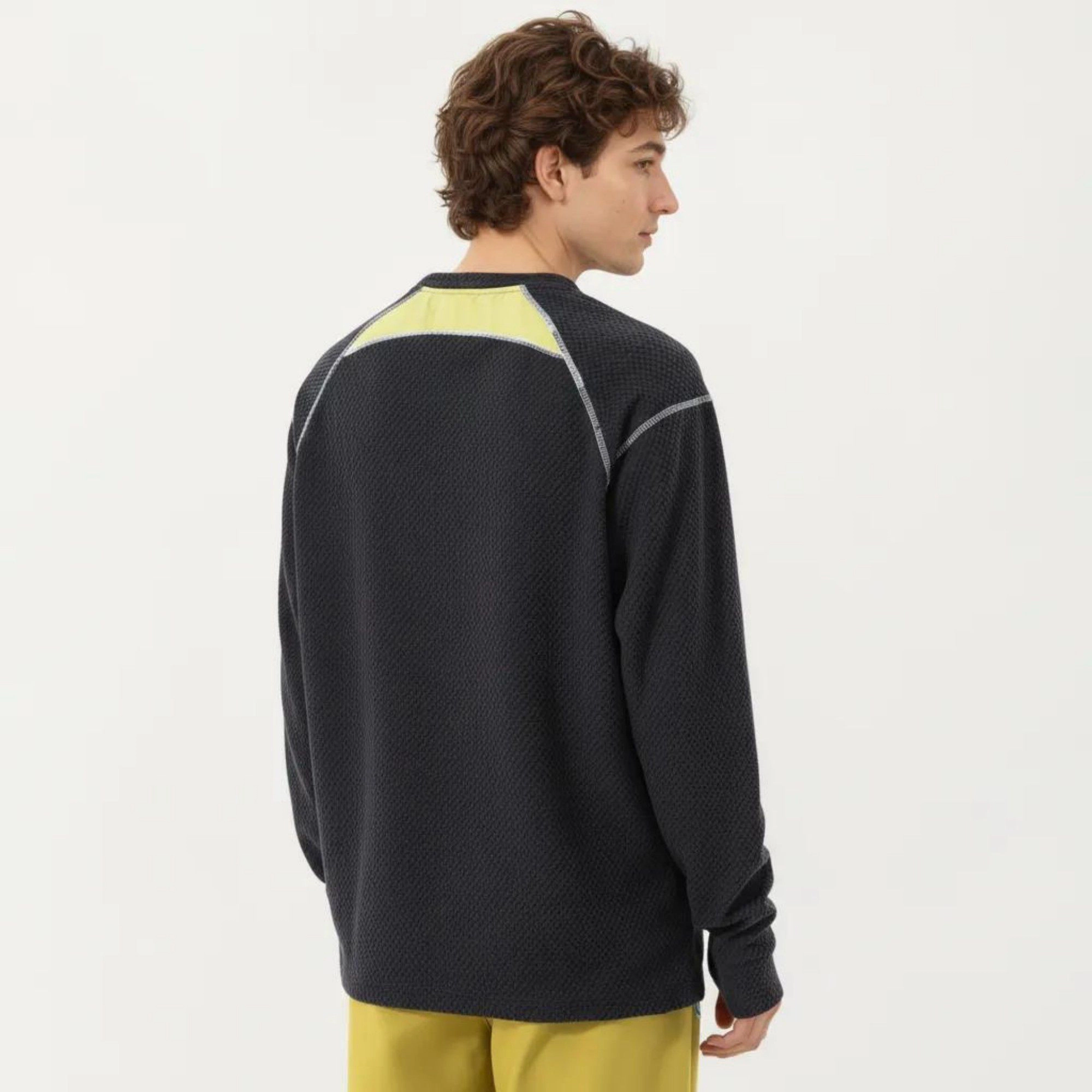 Anna-Kaci Men's Long Sleeve Crew Neck Pullover Top with Textured Knit Fabric and Zipper Chest Pocket