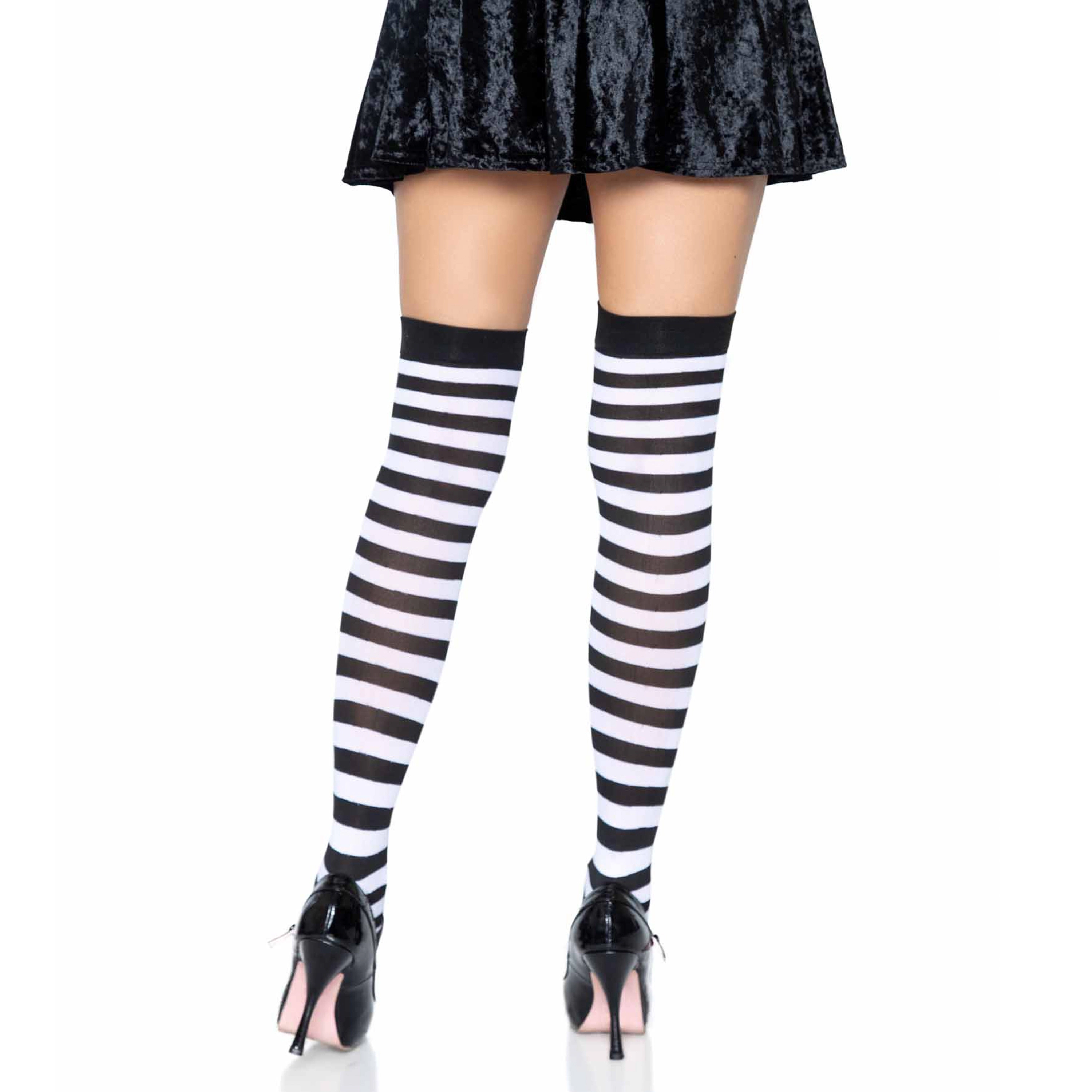 Leg Avenue Women's Nylon Striped Thigh-High Stockings