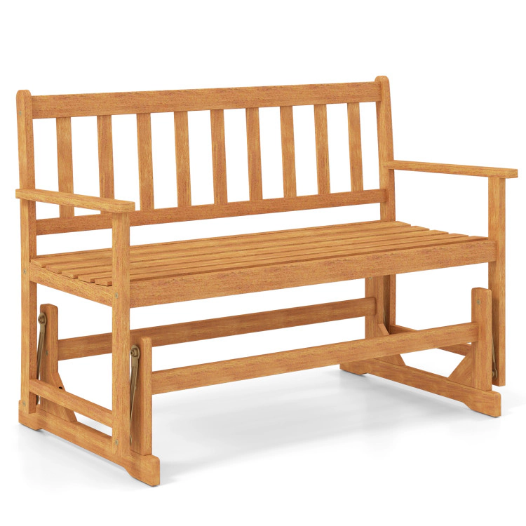 Hivvago 2-Person Outdoor Acacia Wood Glider Bench Patio Swing Rocking Loveseat