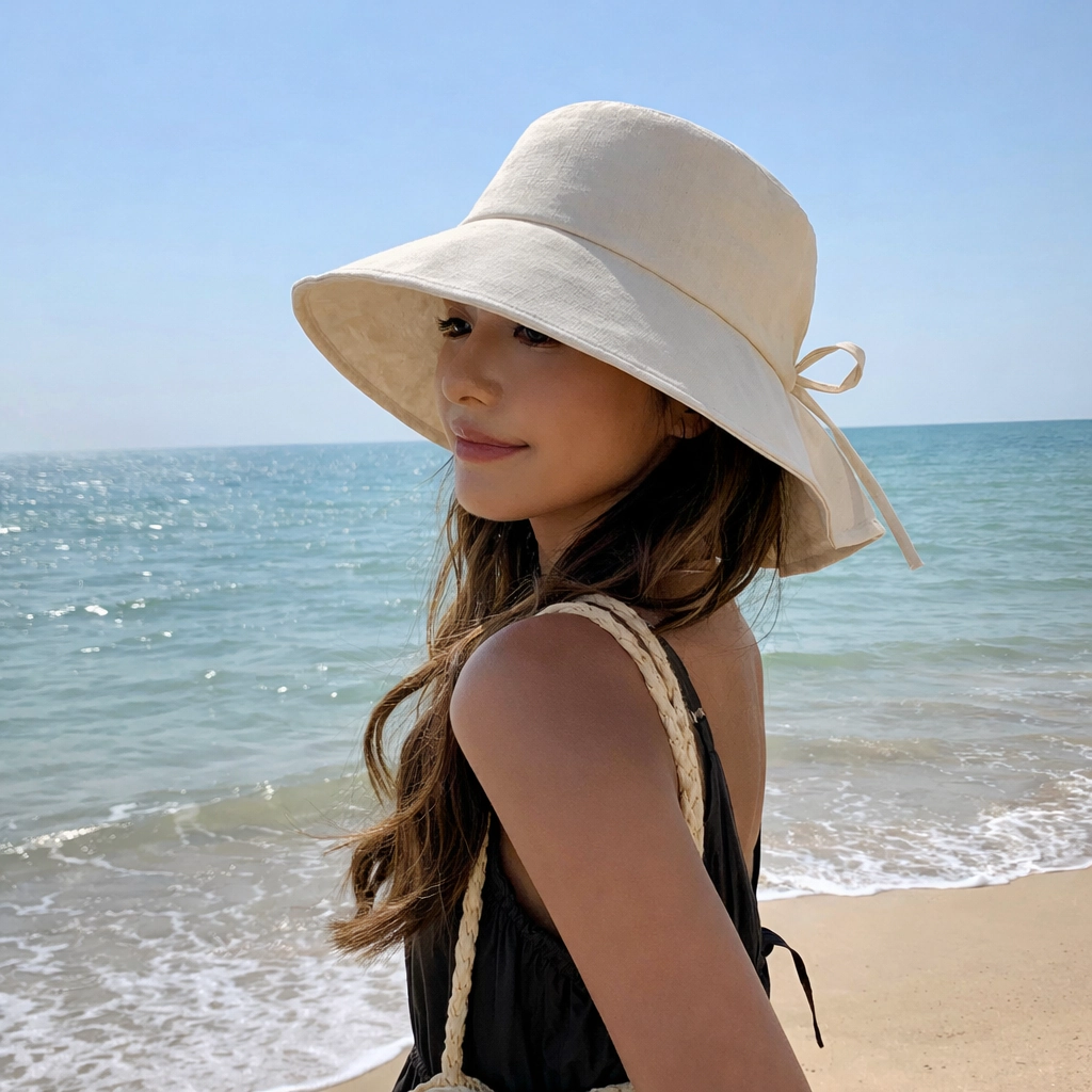 Anna-Kaci Women's Wide Brim Sun Hat with Back Bow Adjustable Cotton Bucket Lightweight Summer Protection