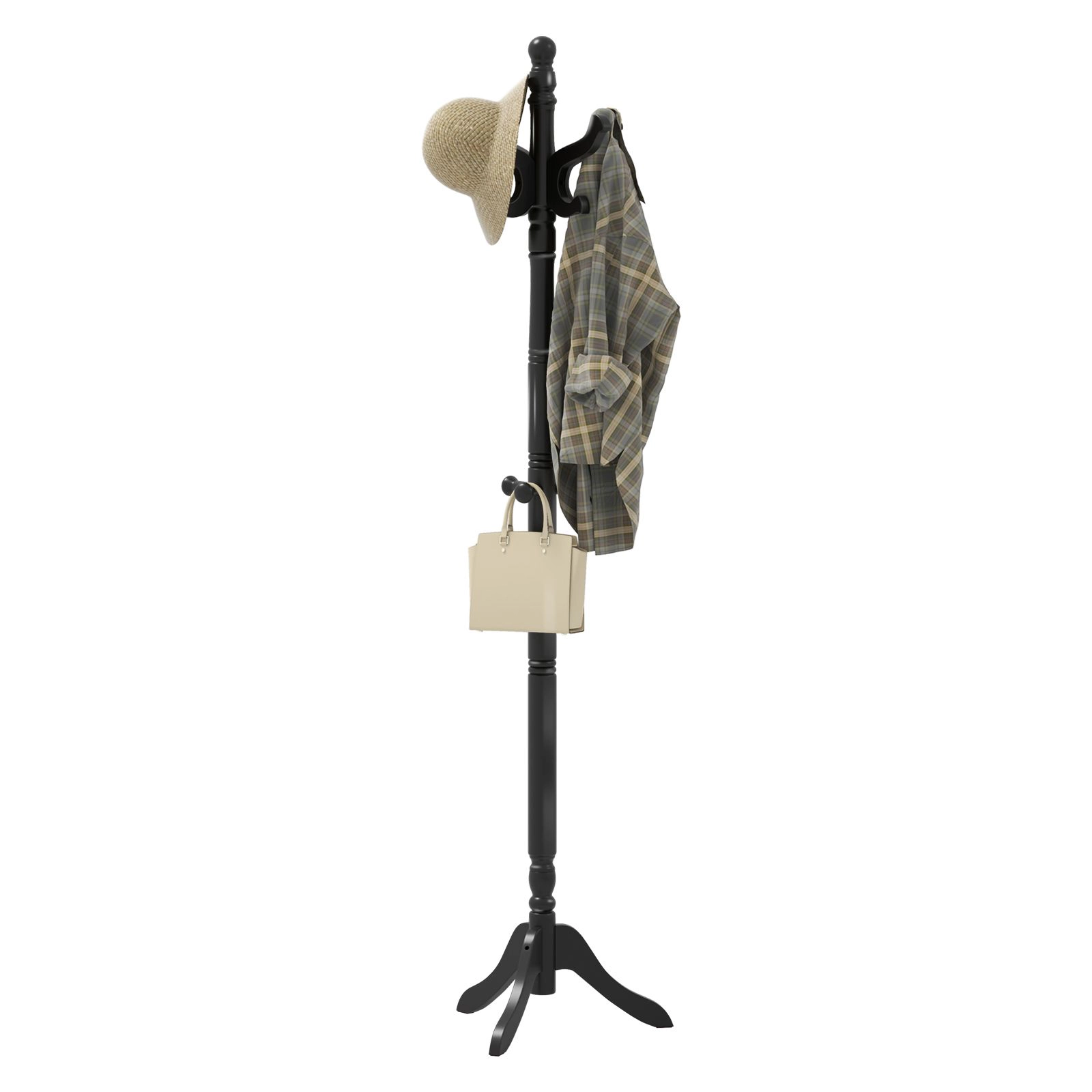 SlickBlue Freestanding Coat Rack Solid Wood Hall Tree with Adjustable Height
