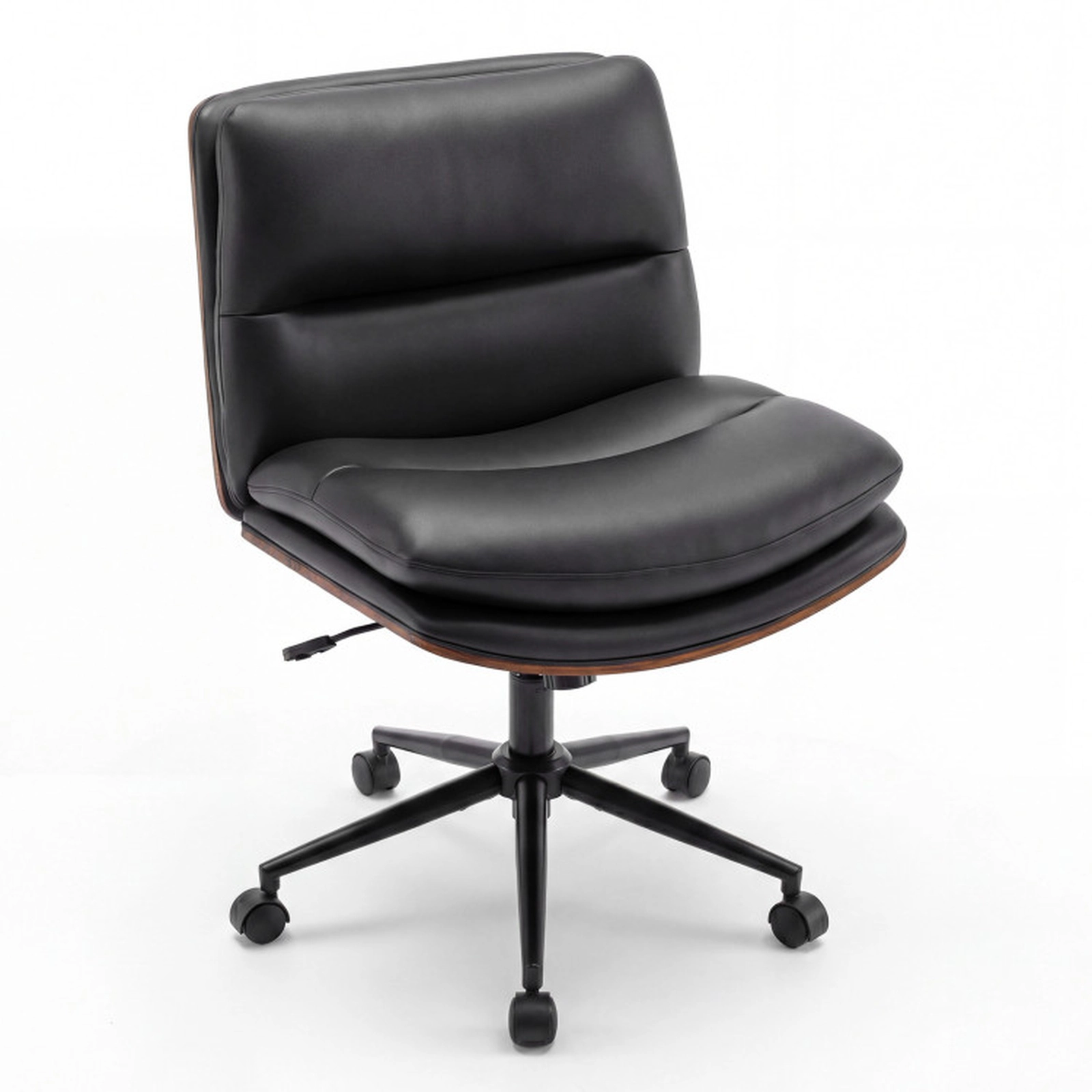 SUGIFT Curved Back Armless Office Chair 245-lb Capacity Adjustable 22-25-in Seat Height Black White