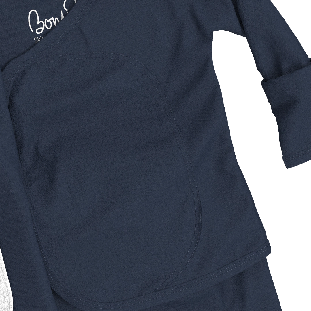 Bonsie Footie Wrap-Front Footed Onesie - Midnight Blue