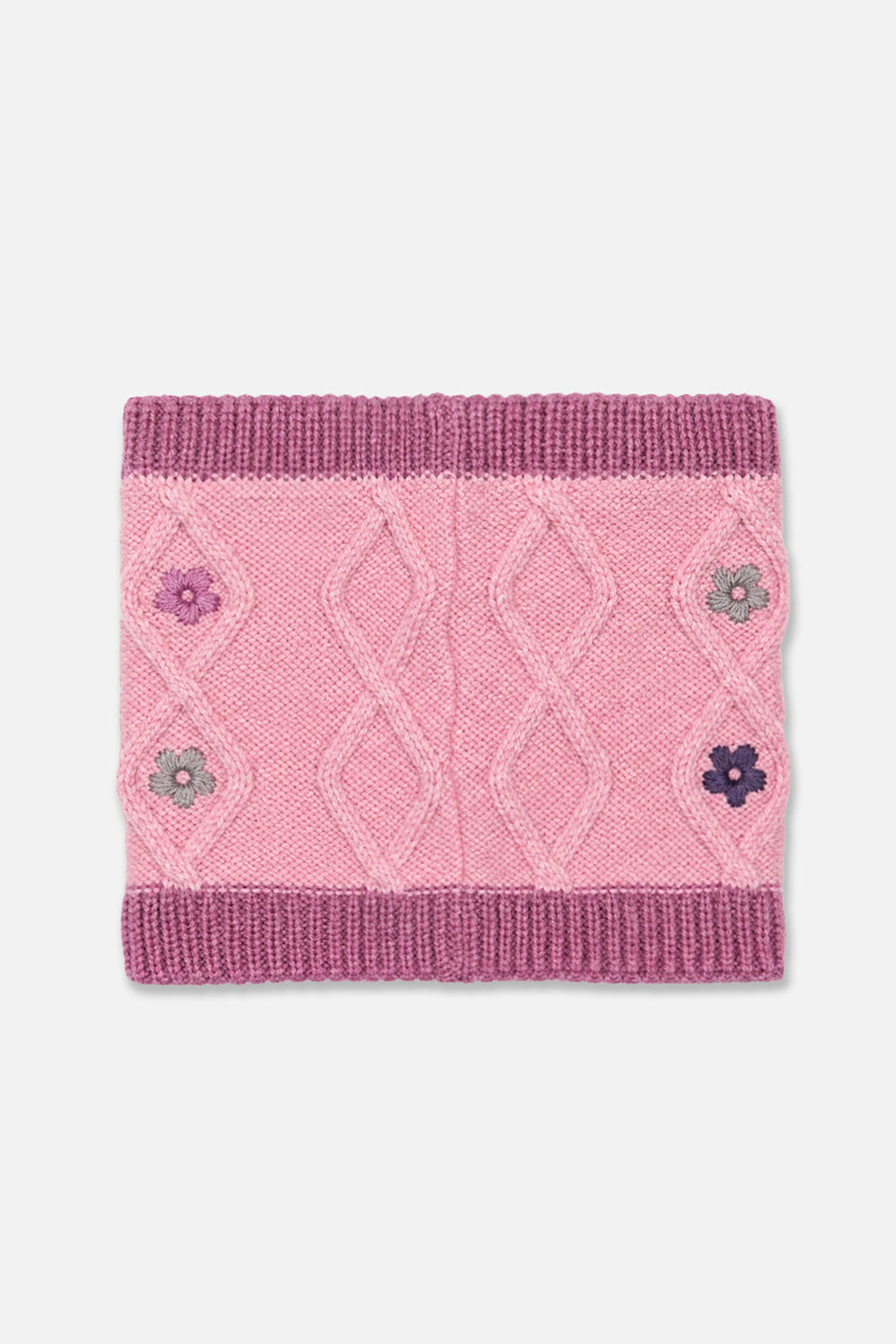 Deux par Deux Girls Embroidered Floral Winter Knit Neckwarmer 7-14 Years