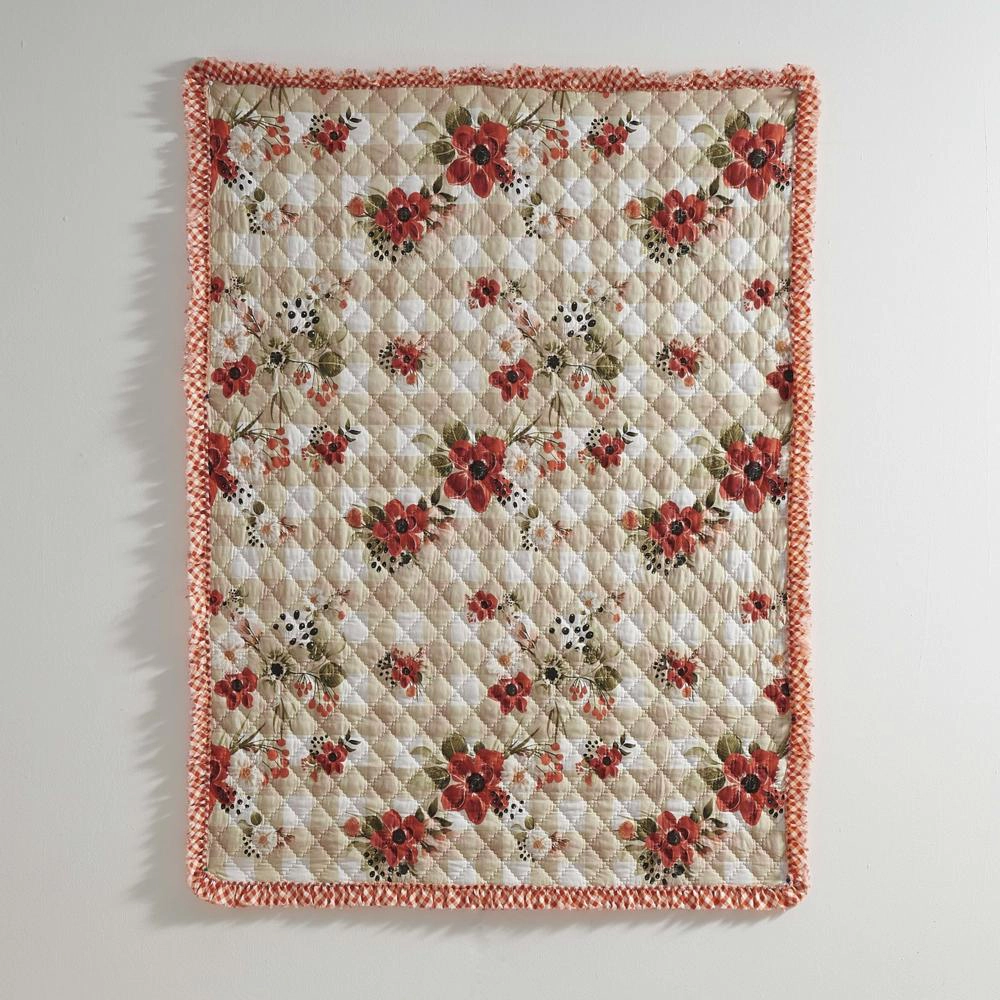 Greenland Home Wheatly Farmhouse Gingham Quilted Throw, 50" x 60", with Ruffle Trim