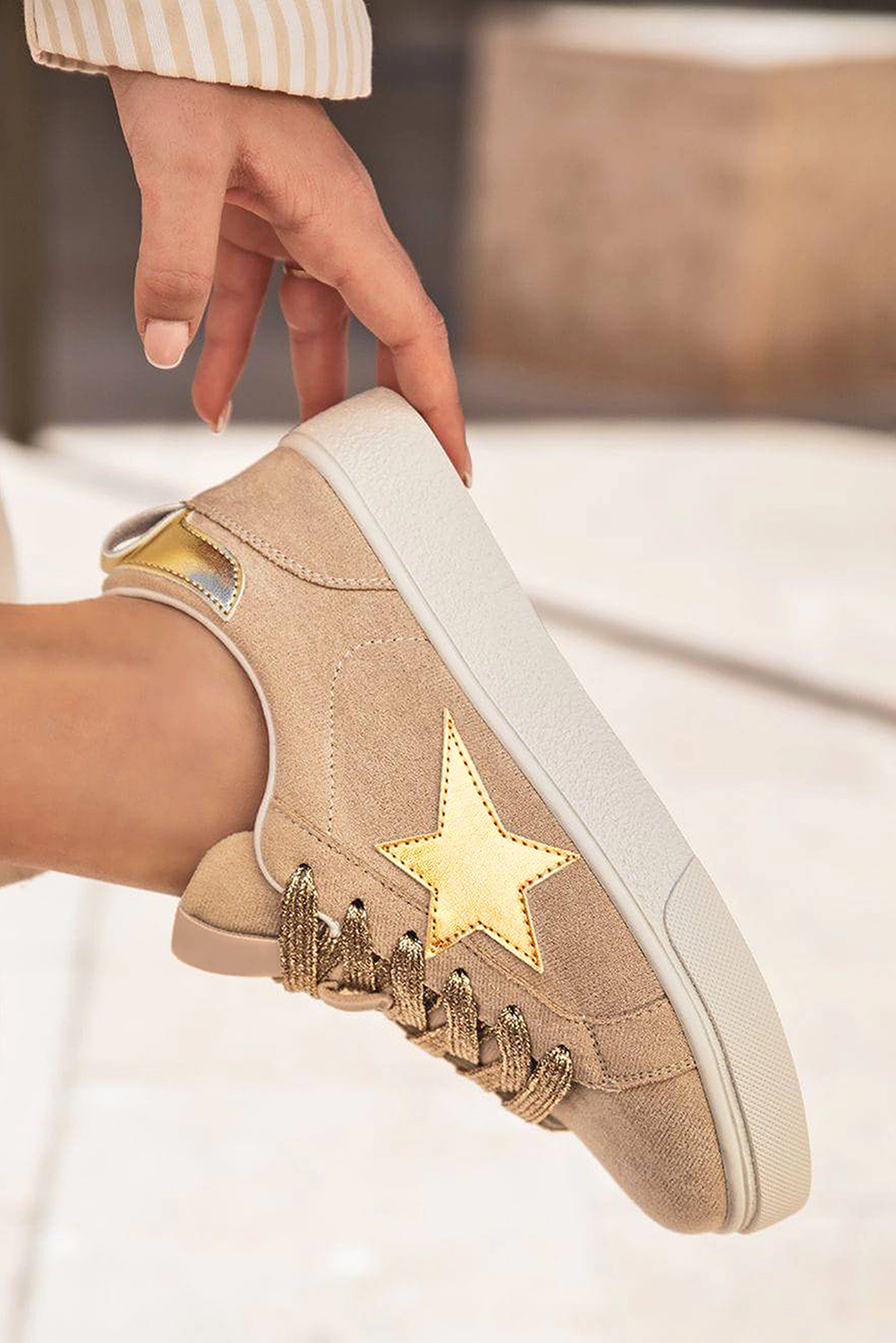 Threaded Pear Women's Emily Patchwork Lace Up Sneakers