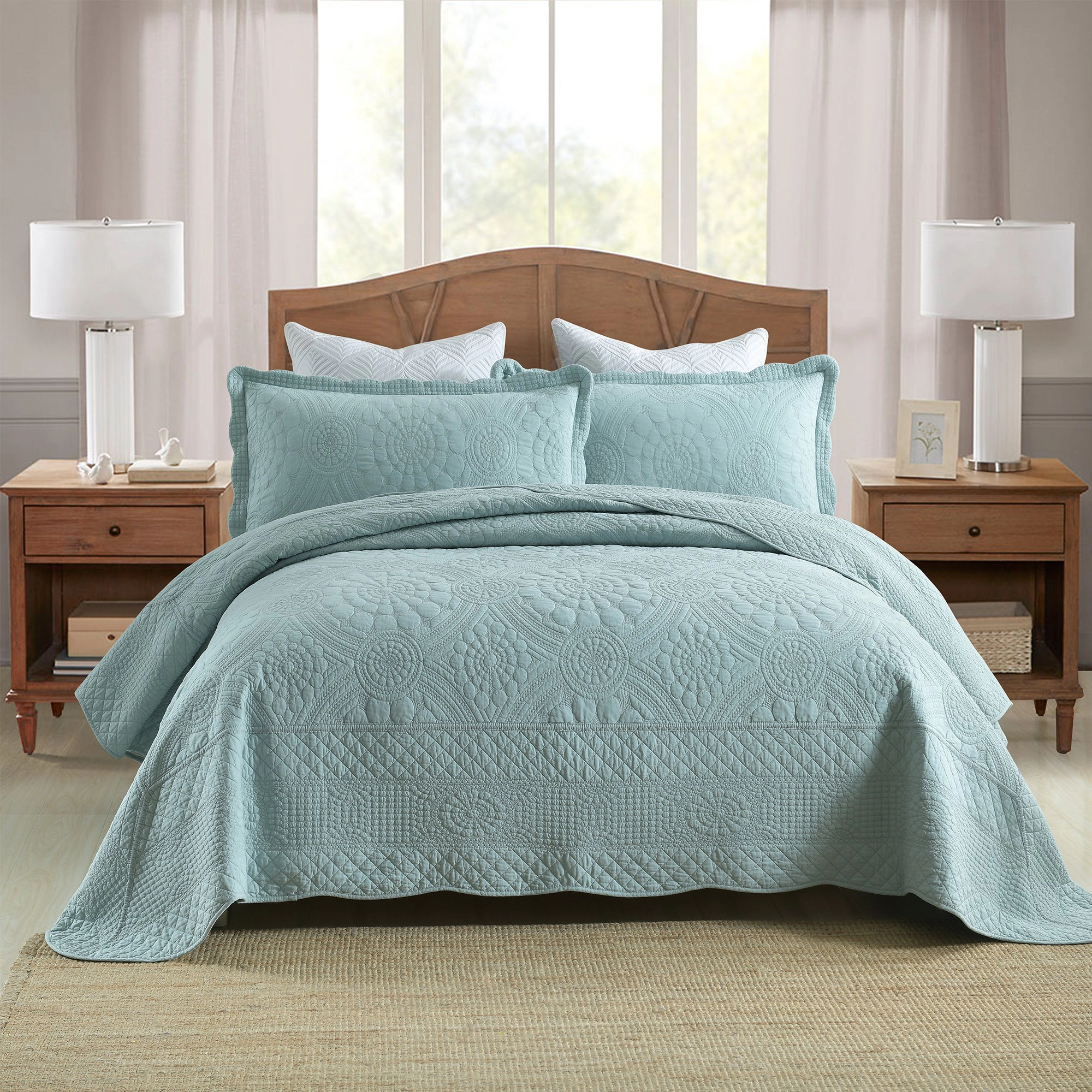 MarCielo 3 Piece 100% Cotton Oversized Quilt Bedspread Set ,Lightweight Coverlet