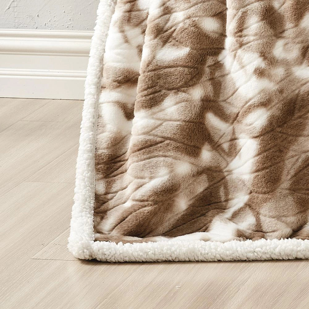 Plazatex Alaska Sherpa Decorative Super Soft Throw Blanket for Sleep/Decor 50" X 60" Taupe