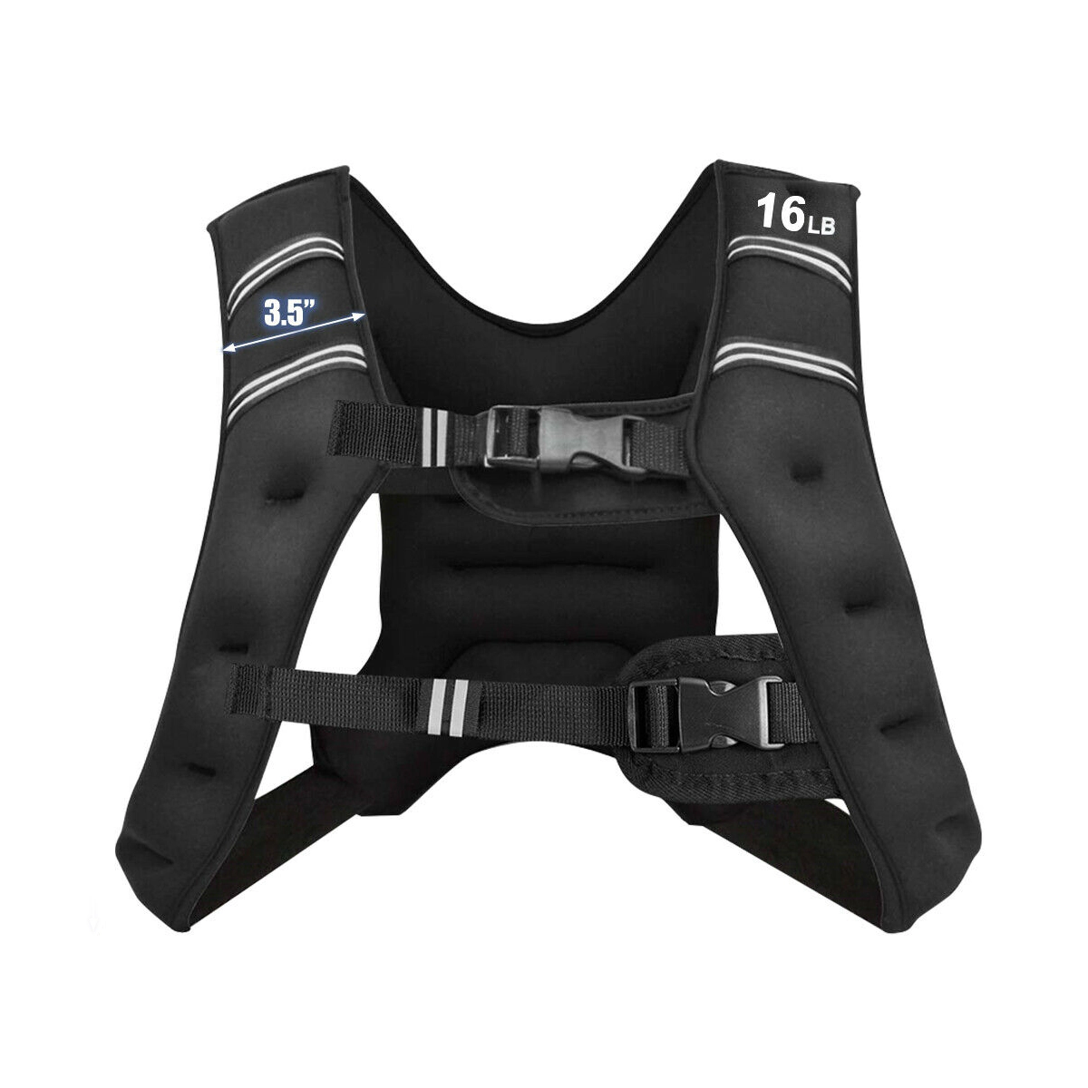 SUGIFT 16-lb Iron Sand Filled Adjustable Weighted Vest with 2.5-mm Neoprene Reflective Strips and Pocket