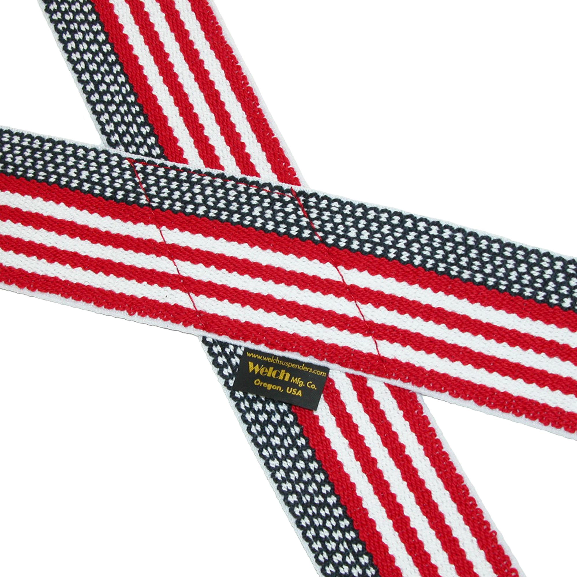 Welch Men's Elastic American Flag Clip End Suspenders (Tall Available)