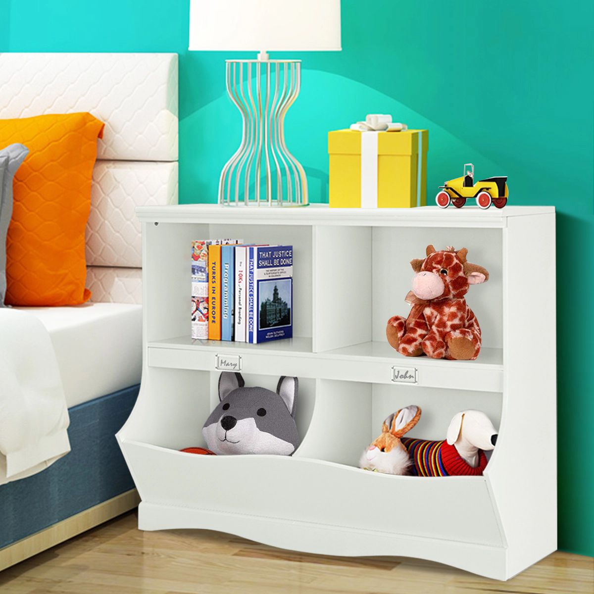 Costway Kids Storage Unit Bookshelf Bookcase Toy Organizer Bookshelf Bookcase White
