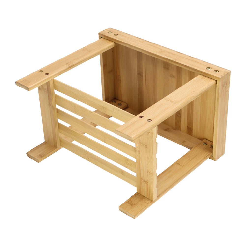 KKTONER Bamboo Step Stool with Storage Shower Bench with Shelf Foot Stool for Bathroom Living Room Bedroom