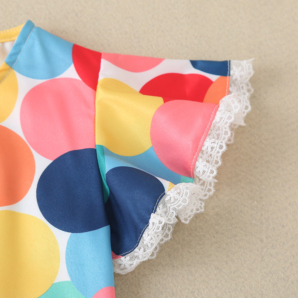 MyKids-USA Baby Colorful Polka Dot Pattern Butterfly Sleeves Cute Dress