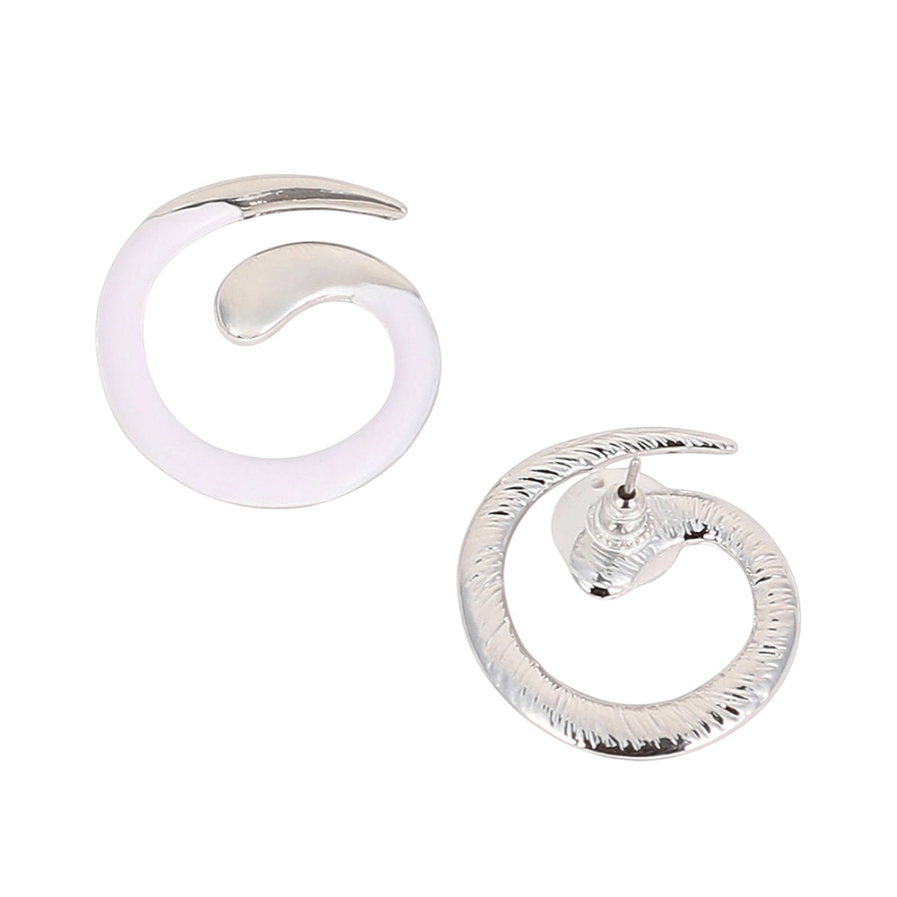 SOHI Women's The Enamel-Spirale Stud Earrings - Metallic Silver