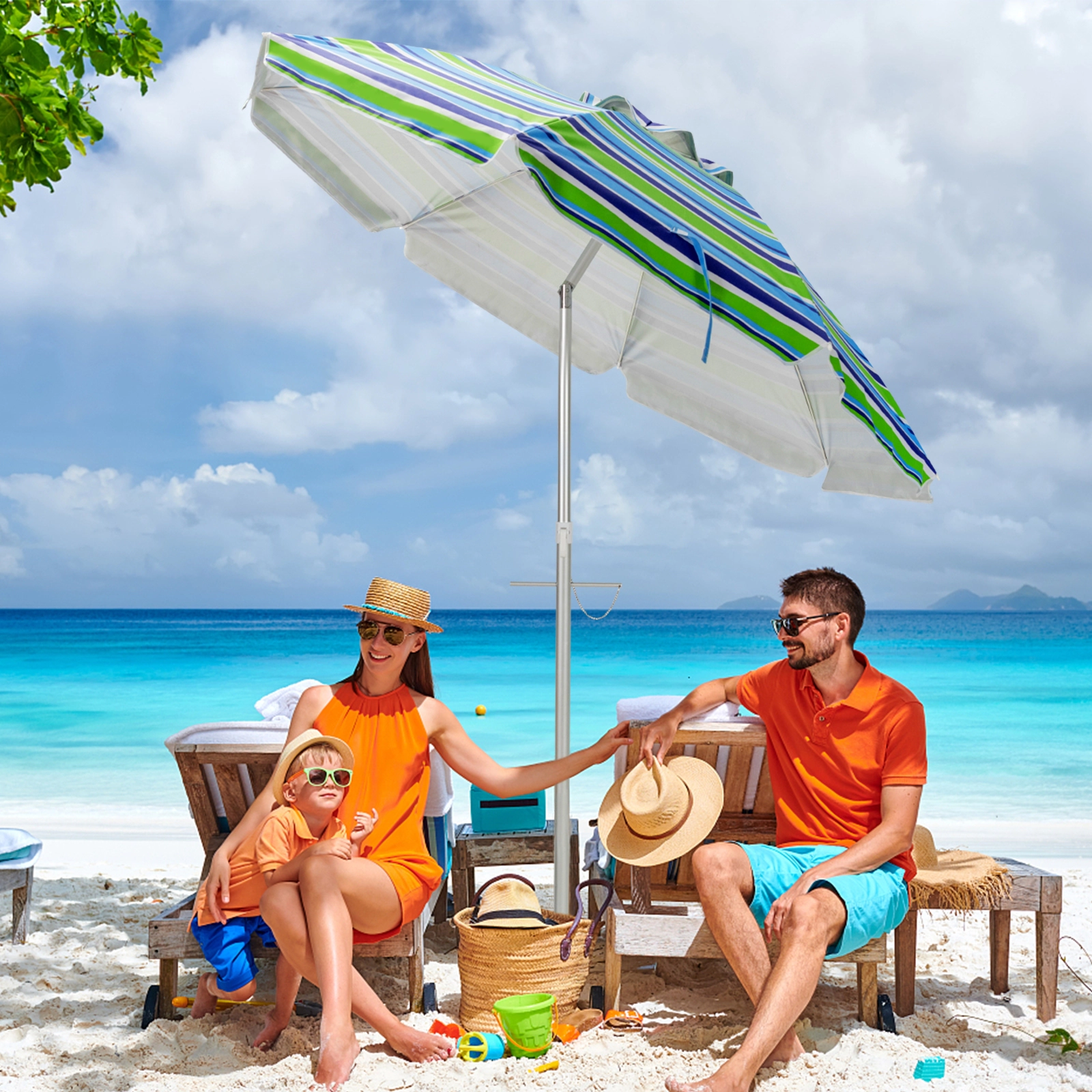 SUGIFT 6.5 ft UPF 50+ Canopy Tilt Mechanism and Carry Bag Beach Umbrella
