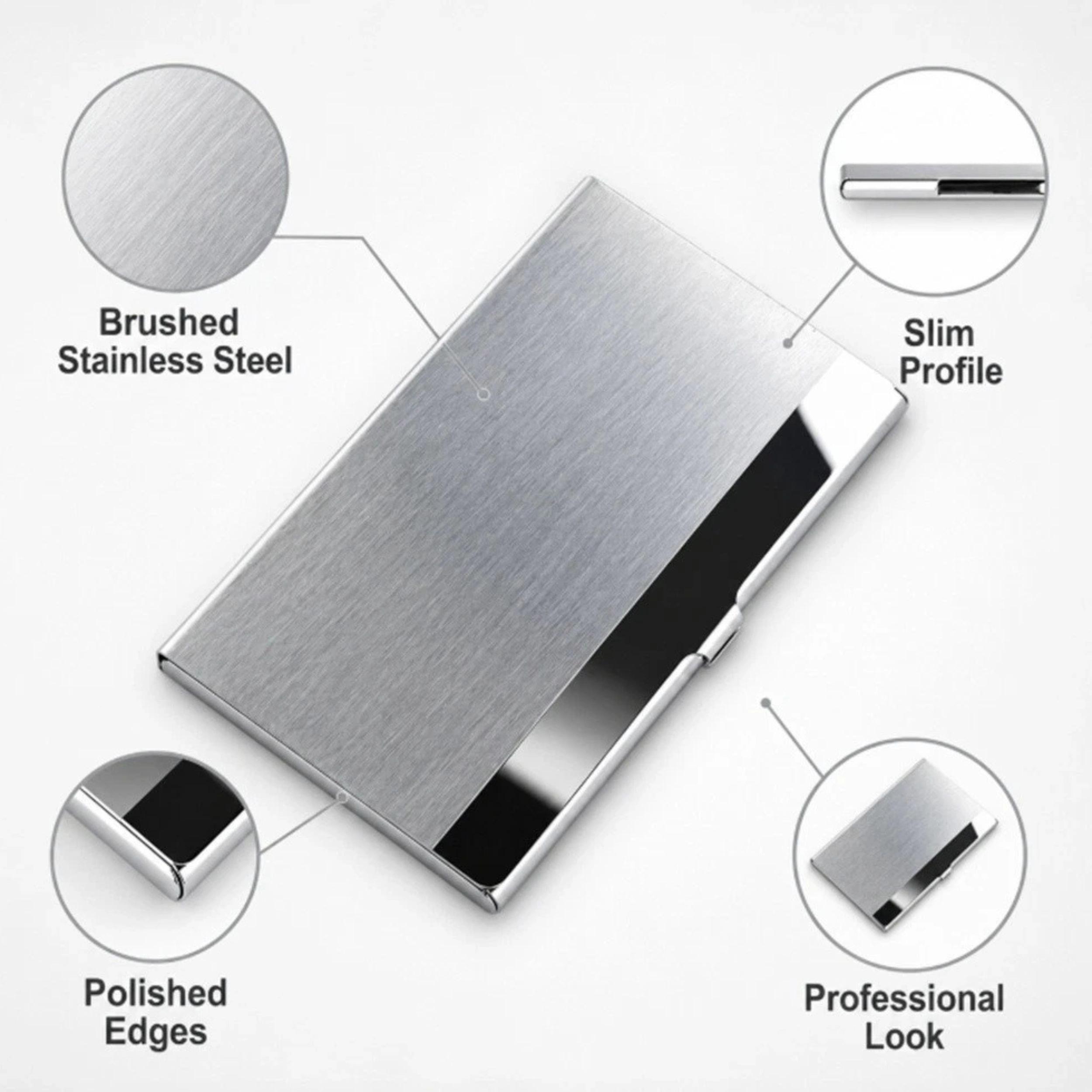 Home Collection Stainless Steel Card Holder Case Pocket Wallet for ID Credit Business Cards