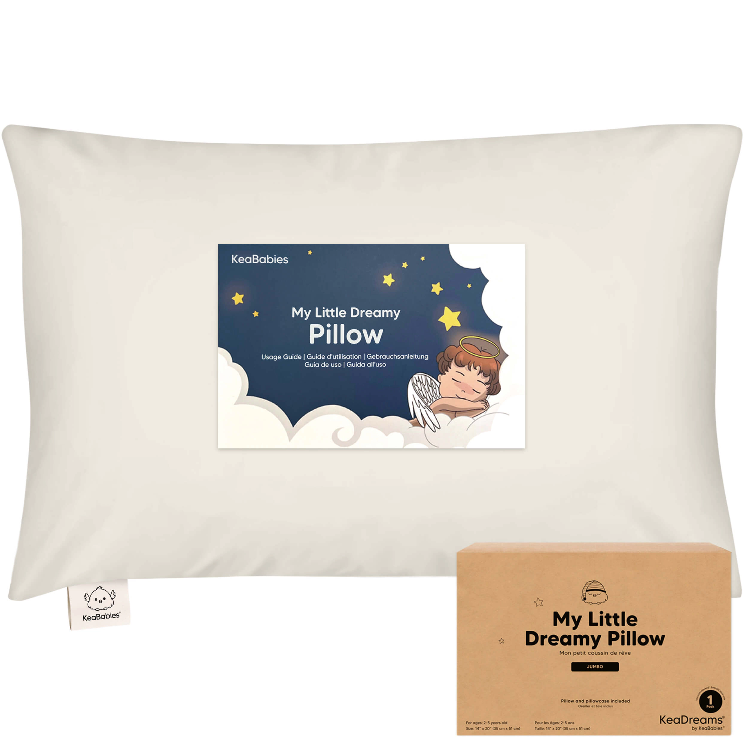 KeaBabies Jumbo Toddler Pillow with Pillowcase