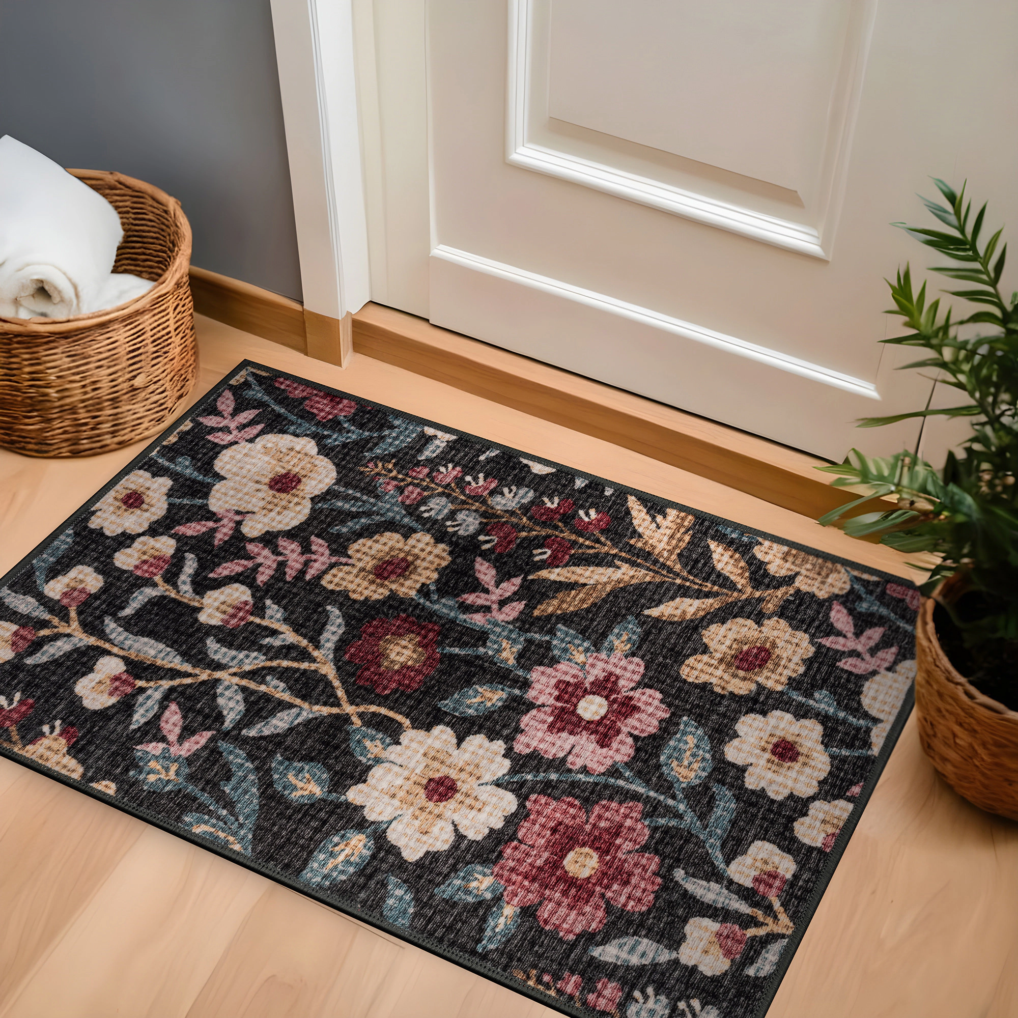 World Rug Gallery Botanical Bloom Machine Washable Indoor Area Rug