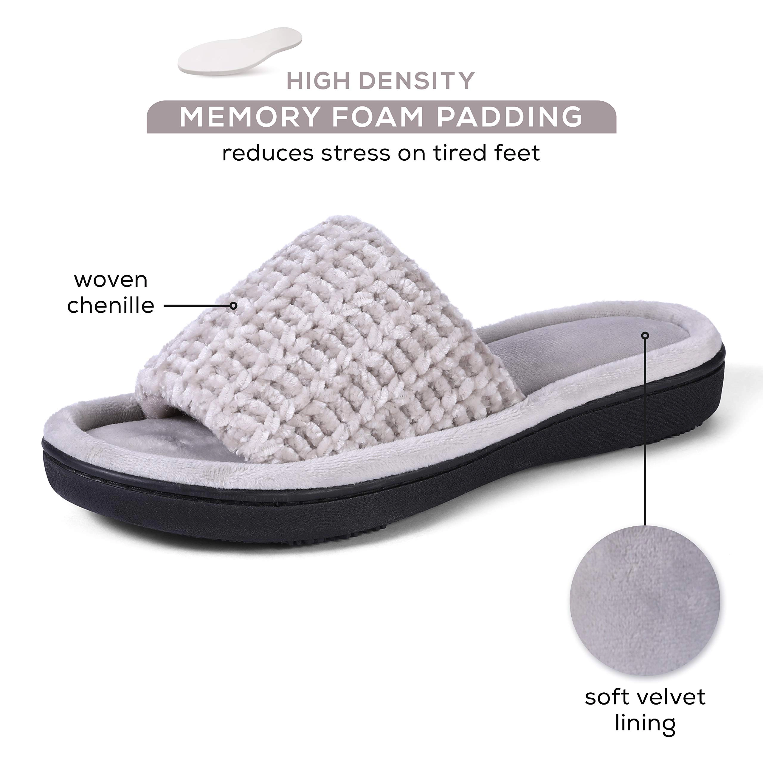 Roxoni Women's Chenille Upper Open Toe Slippers
