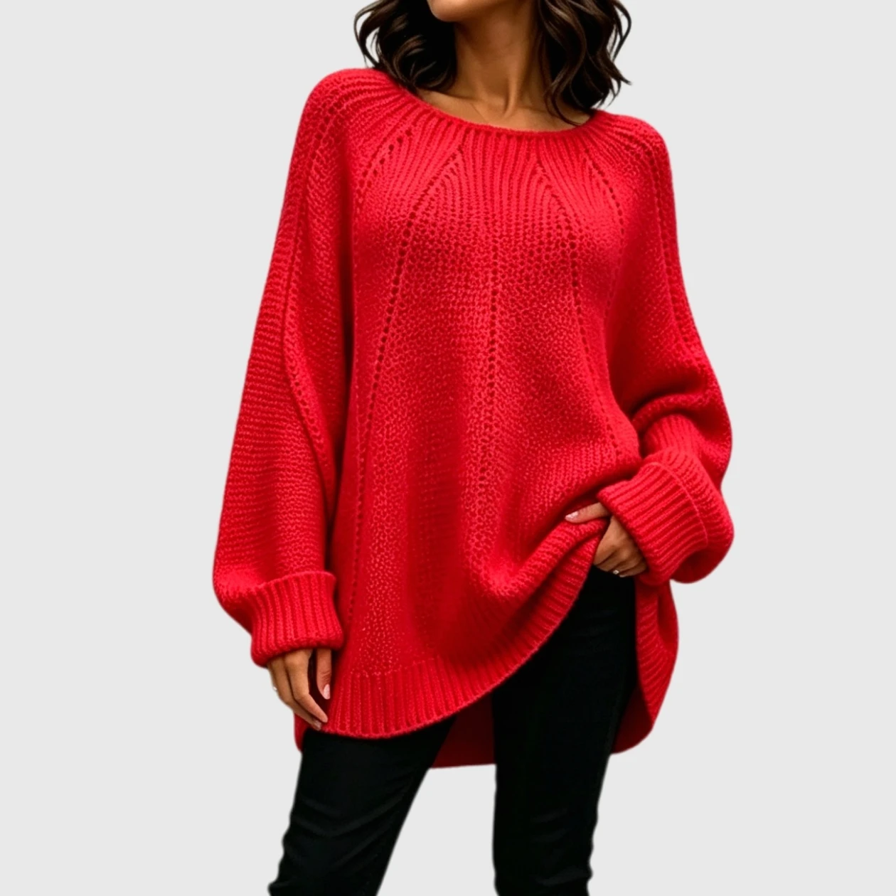 YesFashion Womens Oversized Sweaters Long Sleeve Loose Fit Chunky Knit Jumper Tops