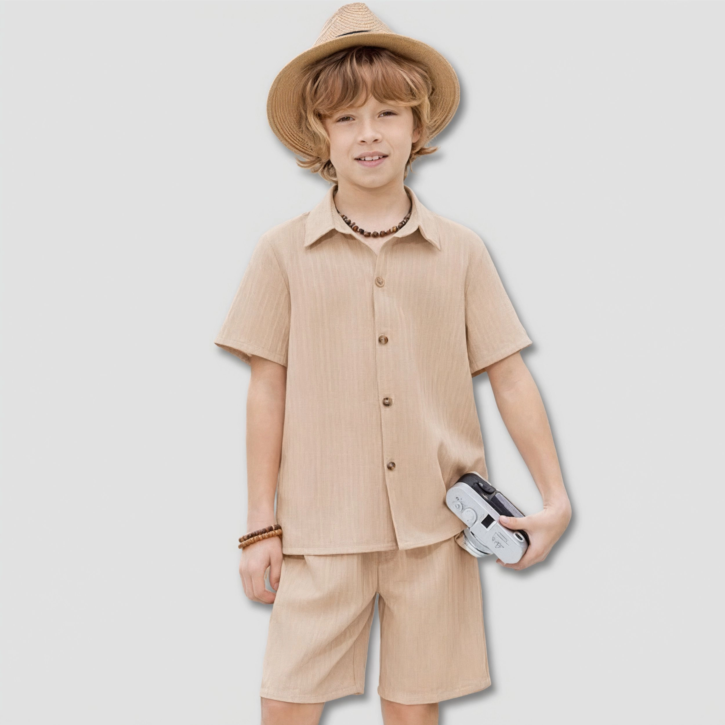 Arshiner Boys Short Sleeve Button Down Shirt Casual Summer