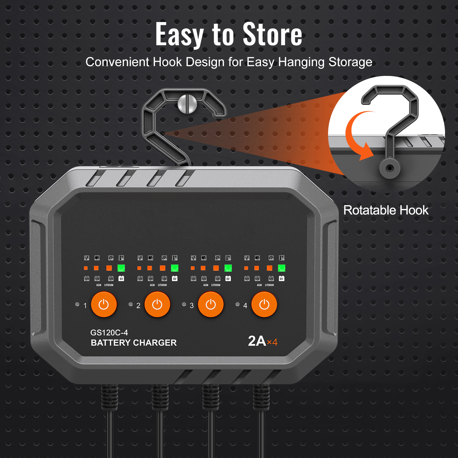 HONGGE Smart Battery Charger Lithium LiFePO4 Lead-Acid AGM / Gel SLA Car with LCD Display Trickle
