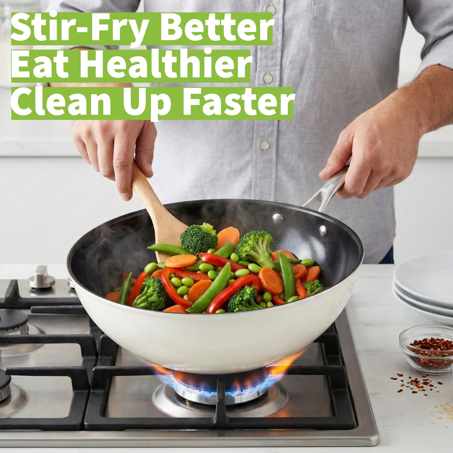 TECHEF - ValenCera - 12 Inch Wok/Stir-Fry Pan with Cover