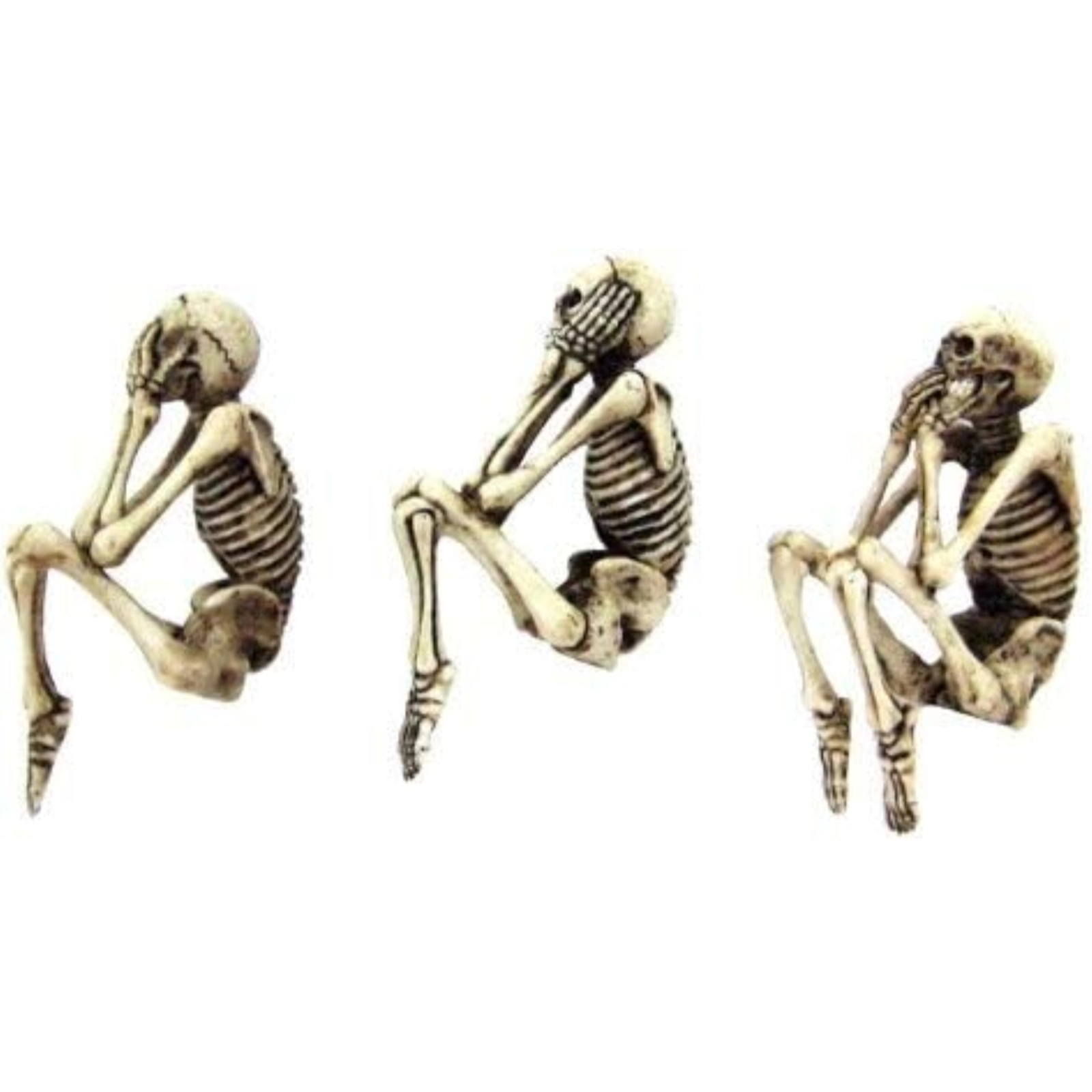 Pacific Giftware See Speak and Hear No Evil Skeleton Halloween Shelf Sitters Statue Figurine 3.75 inch