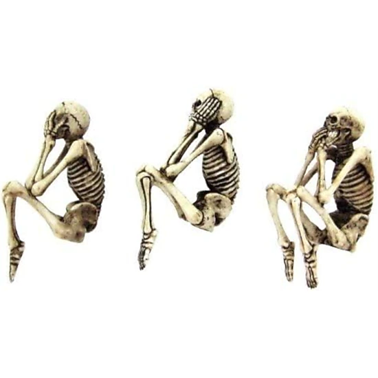Pacific Giftware See Speak and Hear No Evil Skeleton Halloween Shelf Sitters Statue Figurine 3.75 inch