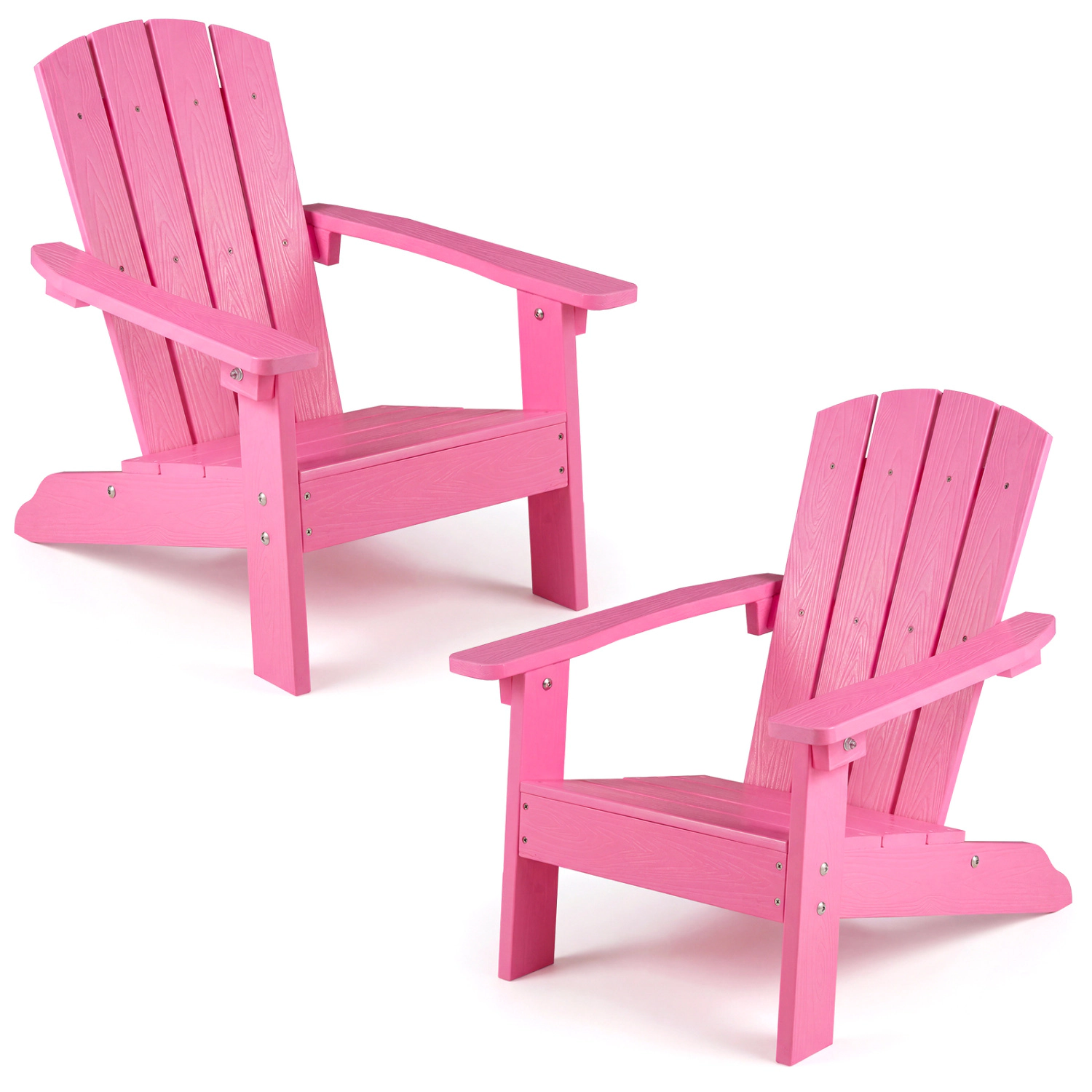 SlickBlue Kids Pink Outdoor Lounge Chair, Wooden Kids Patio Chair
