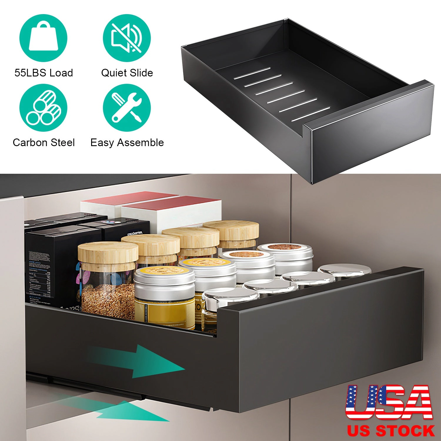 GBruno Carbon Steel Pull-Out Cabinet Organizer