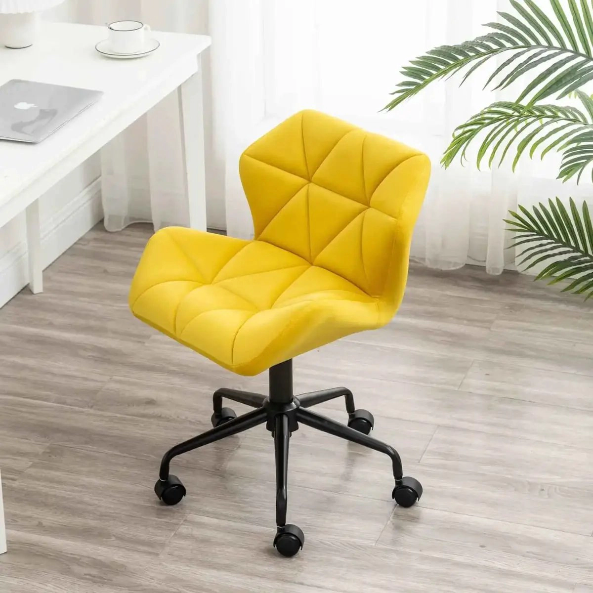 Platinum-Level Office Chairs Diamond Tufted Adjustable Swivel Office Chair Velvet Luxe