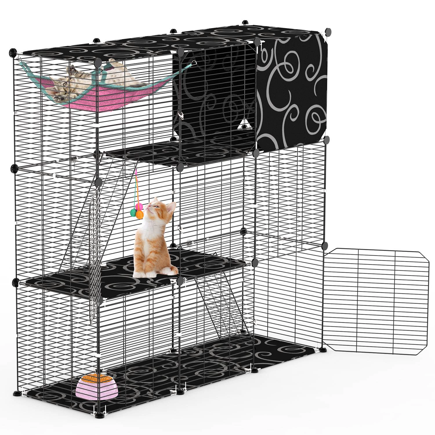 GBruno 3-Tier Wire Cat Cage Enclosure With Hammock