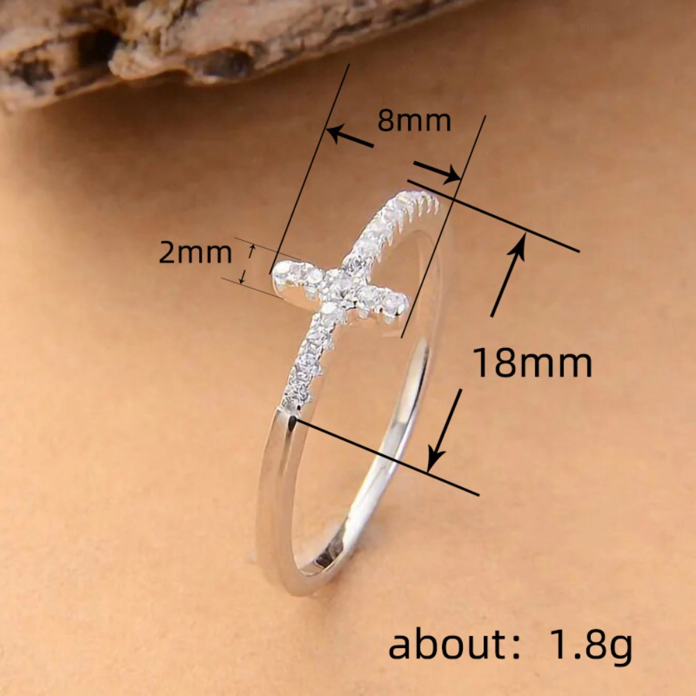 Wardrobe Whimsy Dainty Cubic Zirconia Side Cross Ring for Women