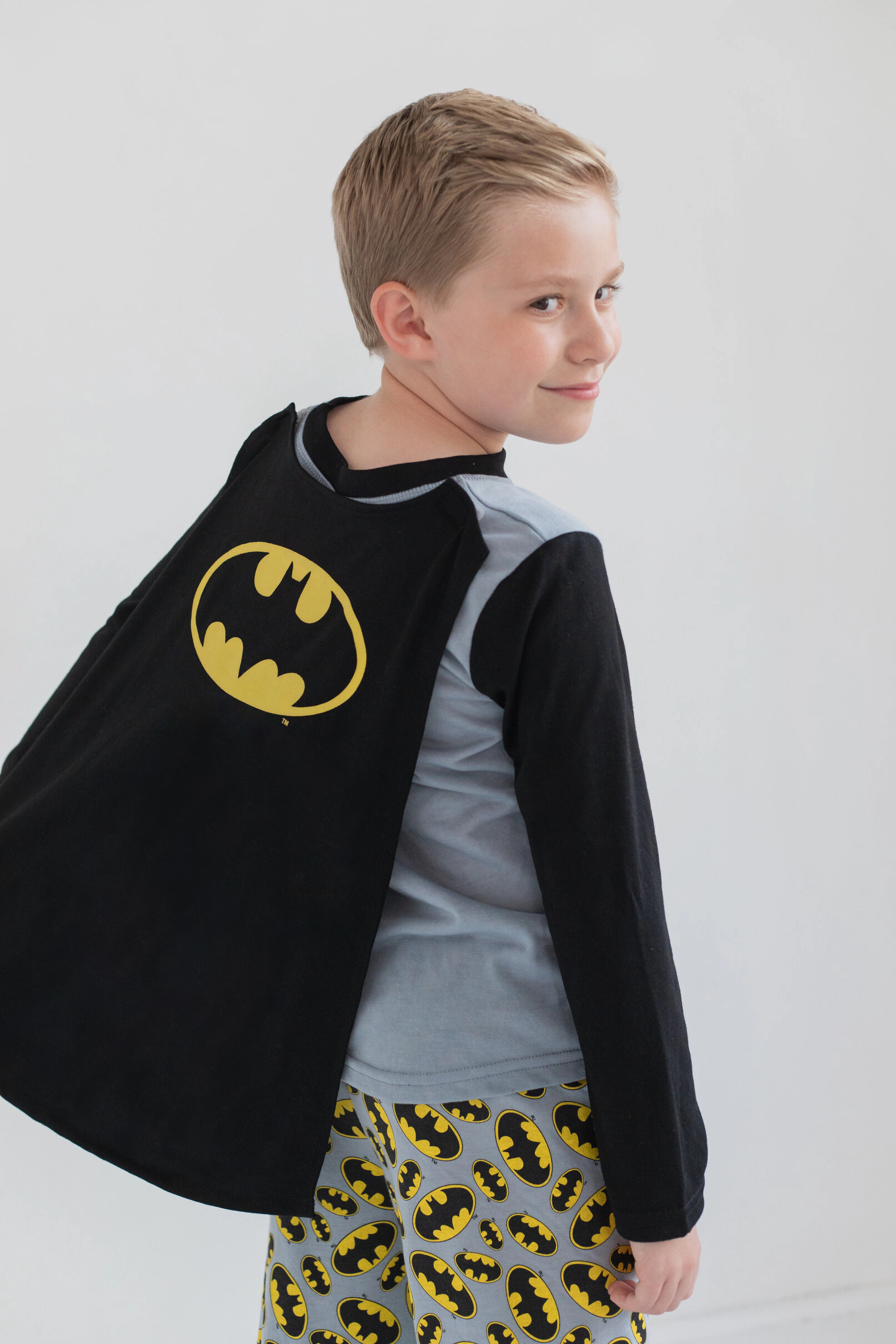 DC Comics Justice League Boys' Cosplay 3 Piece Pajama Shirt Pants and Cape Set