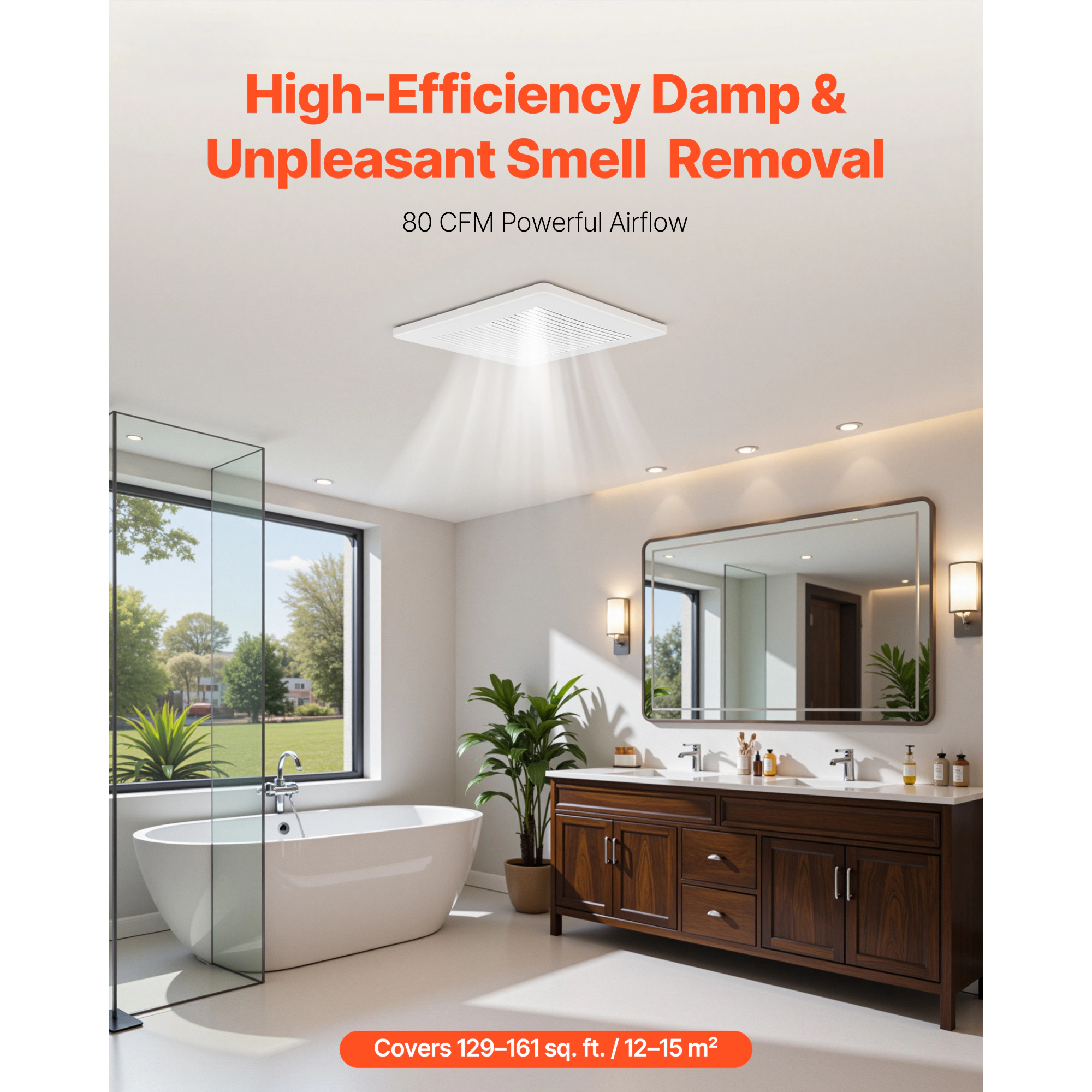 HONGGE Bathroom Exhaust Fan, Bathroom Vent, Low-Noise, Premium Motor Ceiling Fan
