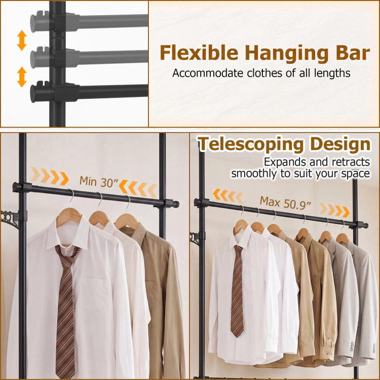 Hivvago Floor to Ceiling Clothing Rack with Adjustable Height