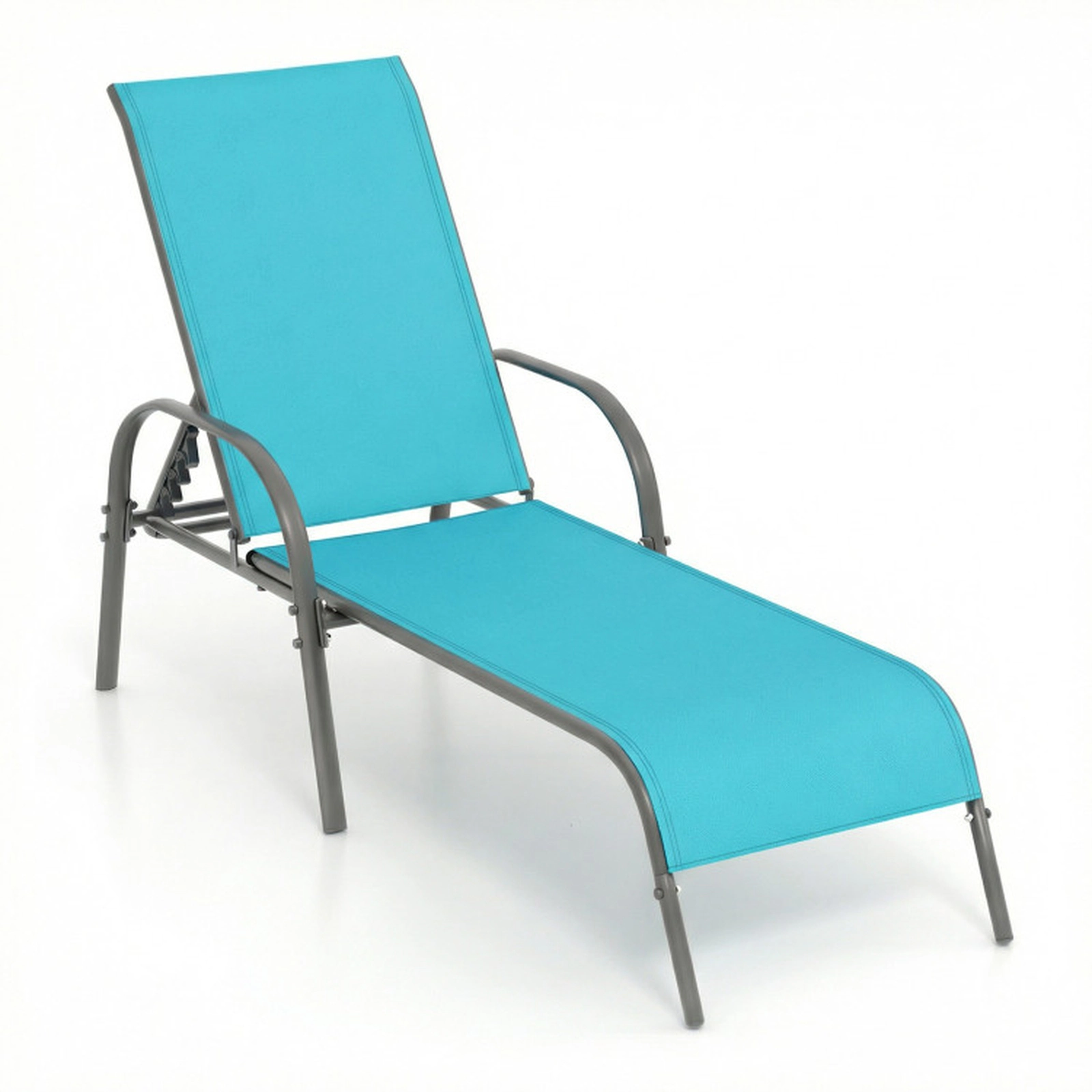 SUGIFT Adjustable 5-Position Patio Chaise Lounge Chair 350-lb Capacity 75.5-in Horizontal 62.5-in Upright Turquoise