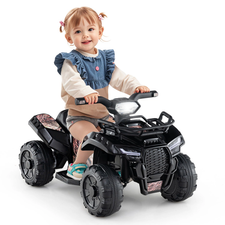 SUGIFT 6V Kids ATV Quad Electric Ride On Car with LED Light and MP3 44-lb Capacity Ages 18-36 Months Solid Black
