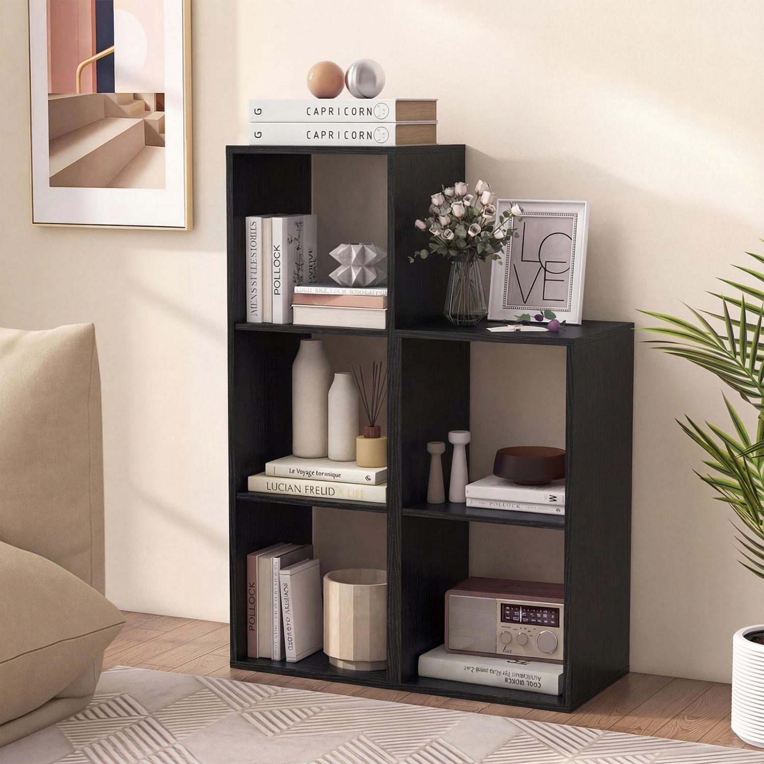 SlickBlue 3 Tier Cube Bookcase Open Back Storage Shelf Organizer for Home Office