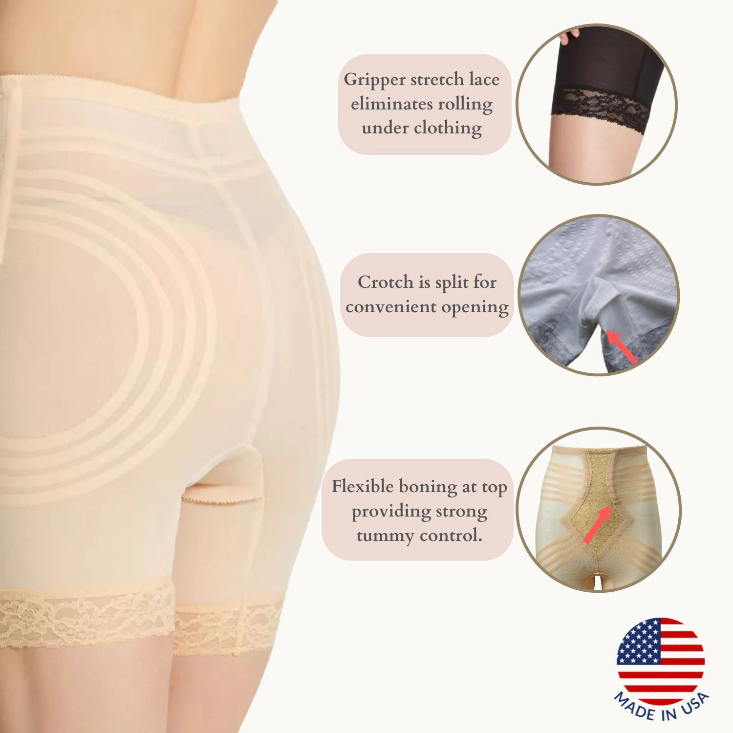 Rago Breathable High Waist Thigh Slimmer | No Roll Power Mesh Hourglass Shaper Firm to Extra Support Style 6209