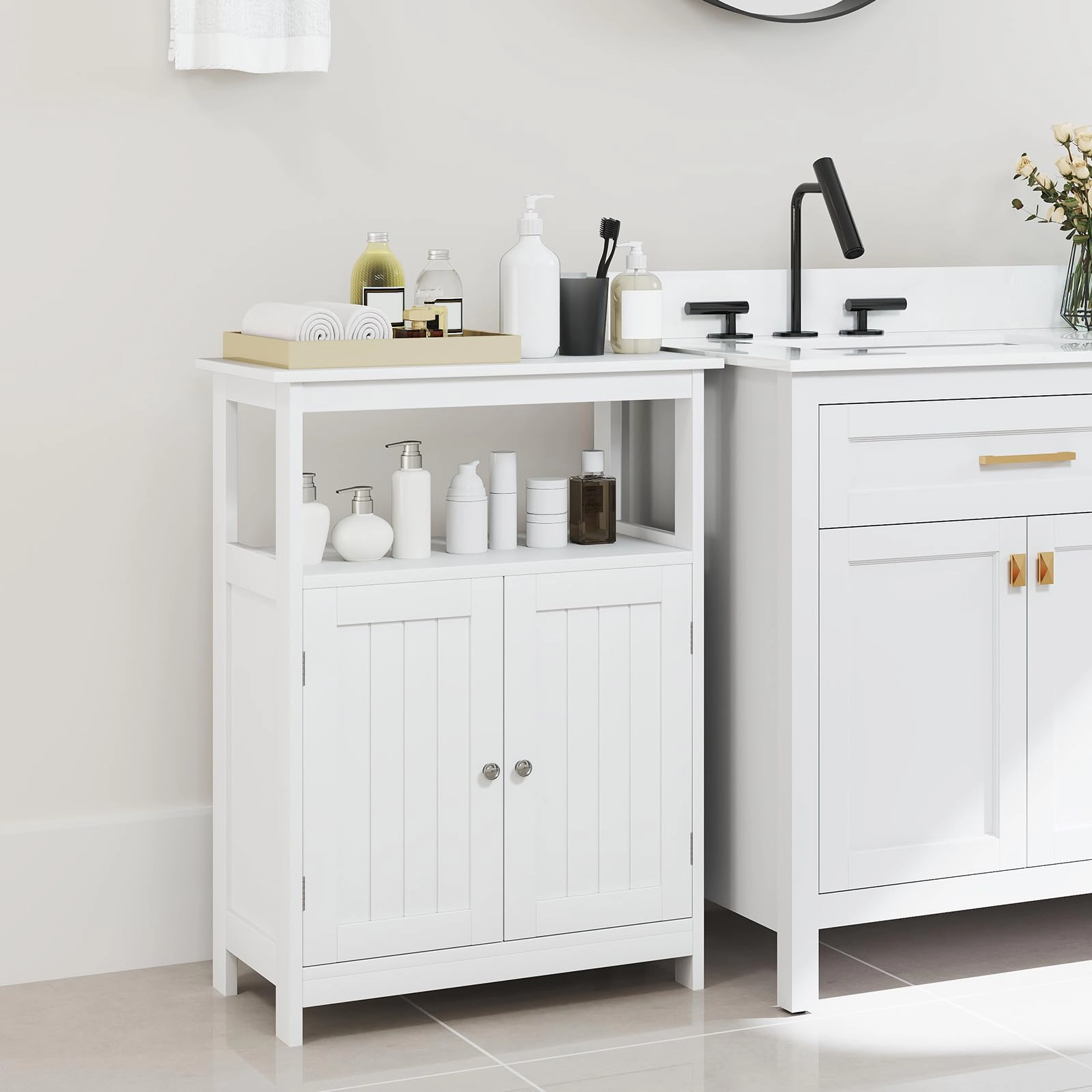 Glintex Bathroom Cabinet with 8-Inch Open Compartment and 200-Lb Capacity