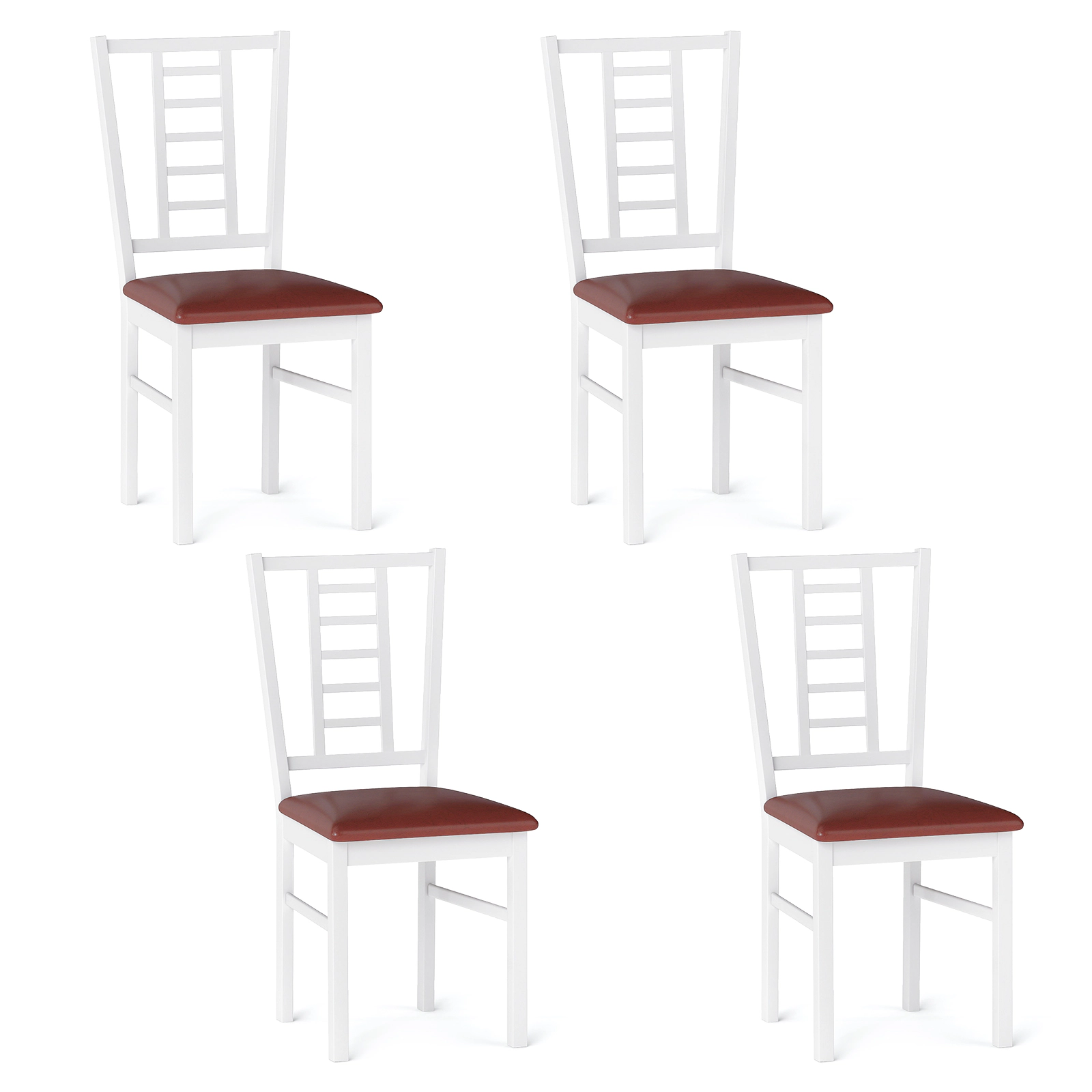 SUGIFT High-Back PU Leather Dining Chair 330-lb Capacity Walnut/White Frame Black/Brown Seat