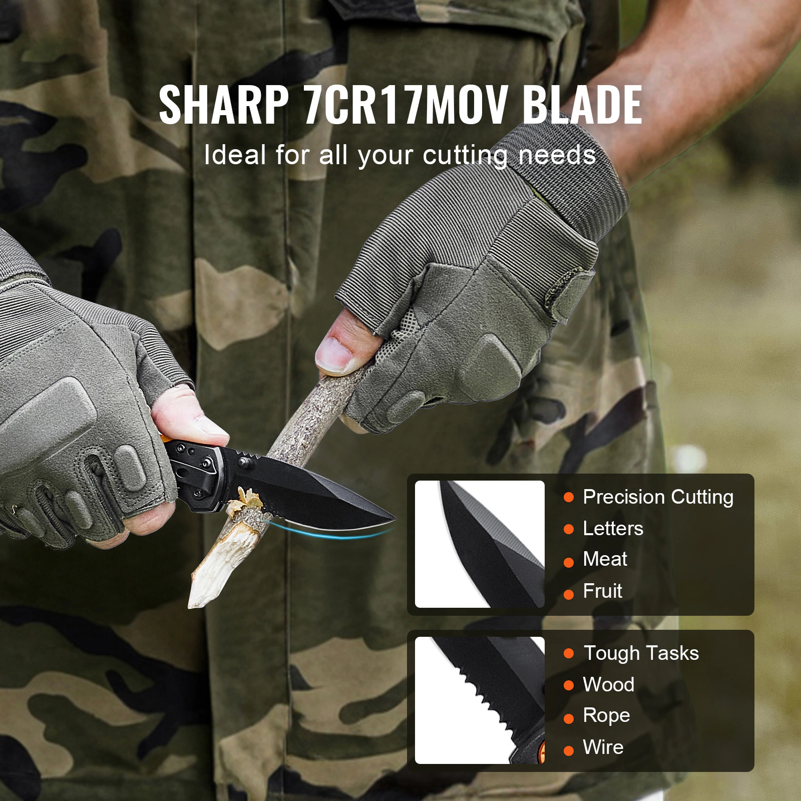 HONGGE Folding Pocket Knife, Small EDC Knife with Clip, Sharp Camping Survival Hiking